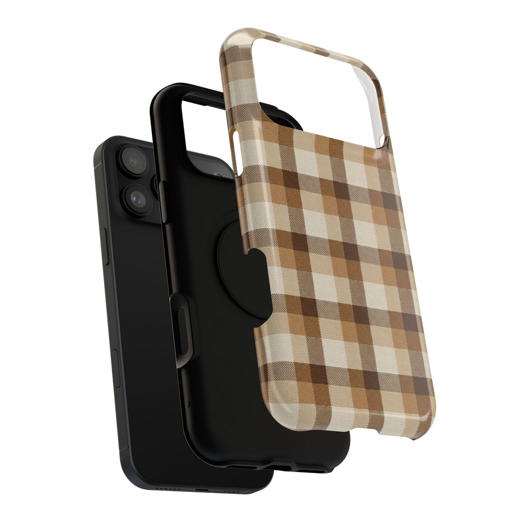 Brown Plaid Pattern Impact-Resistant Case | Checkered Phone Case