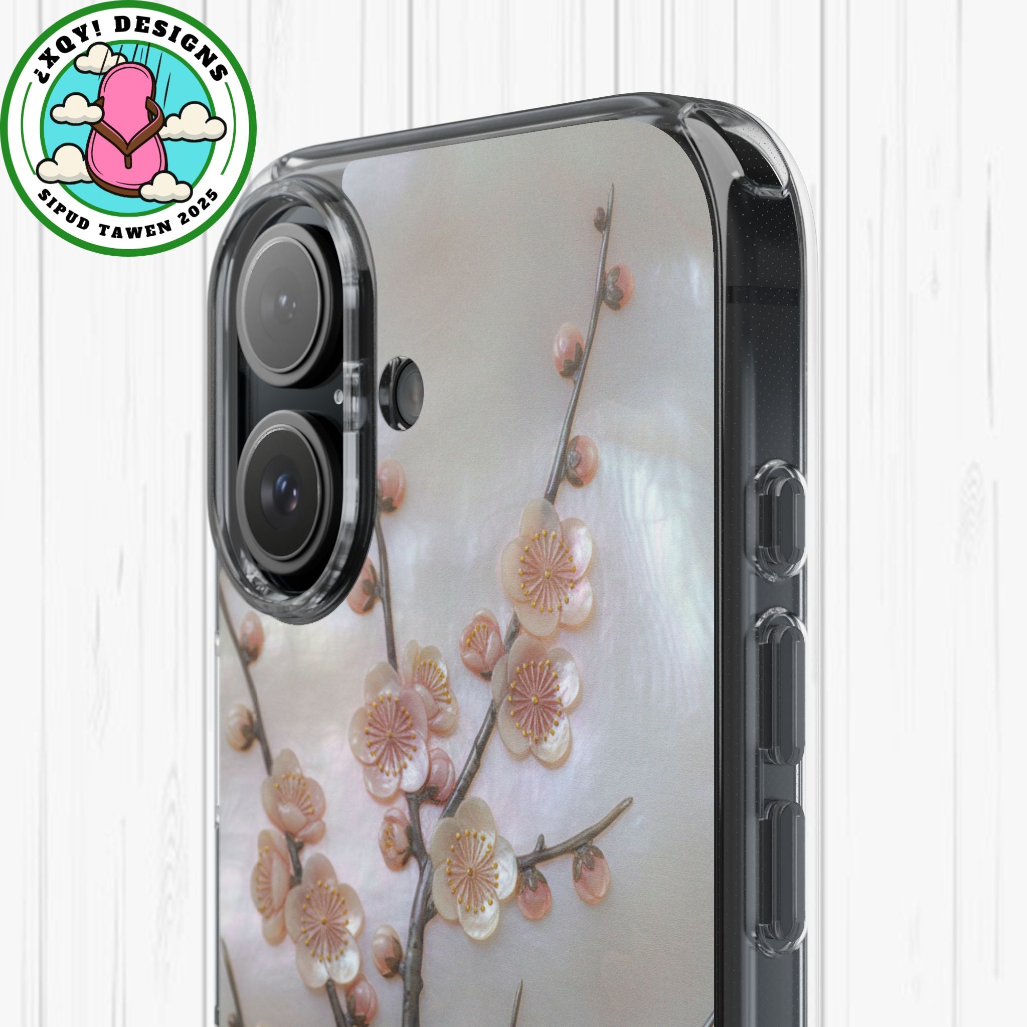 Mother of Pearl Plum Blossom Art Phone Case Nacre Flower Wall Decor Design Iridescent Shell Art Inlay Shimmering Spring Panel Floral Cover