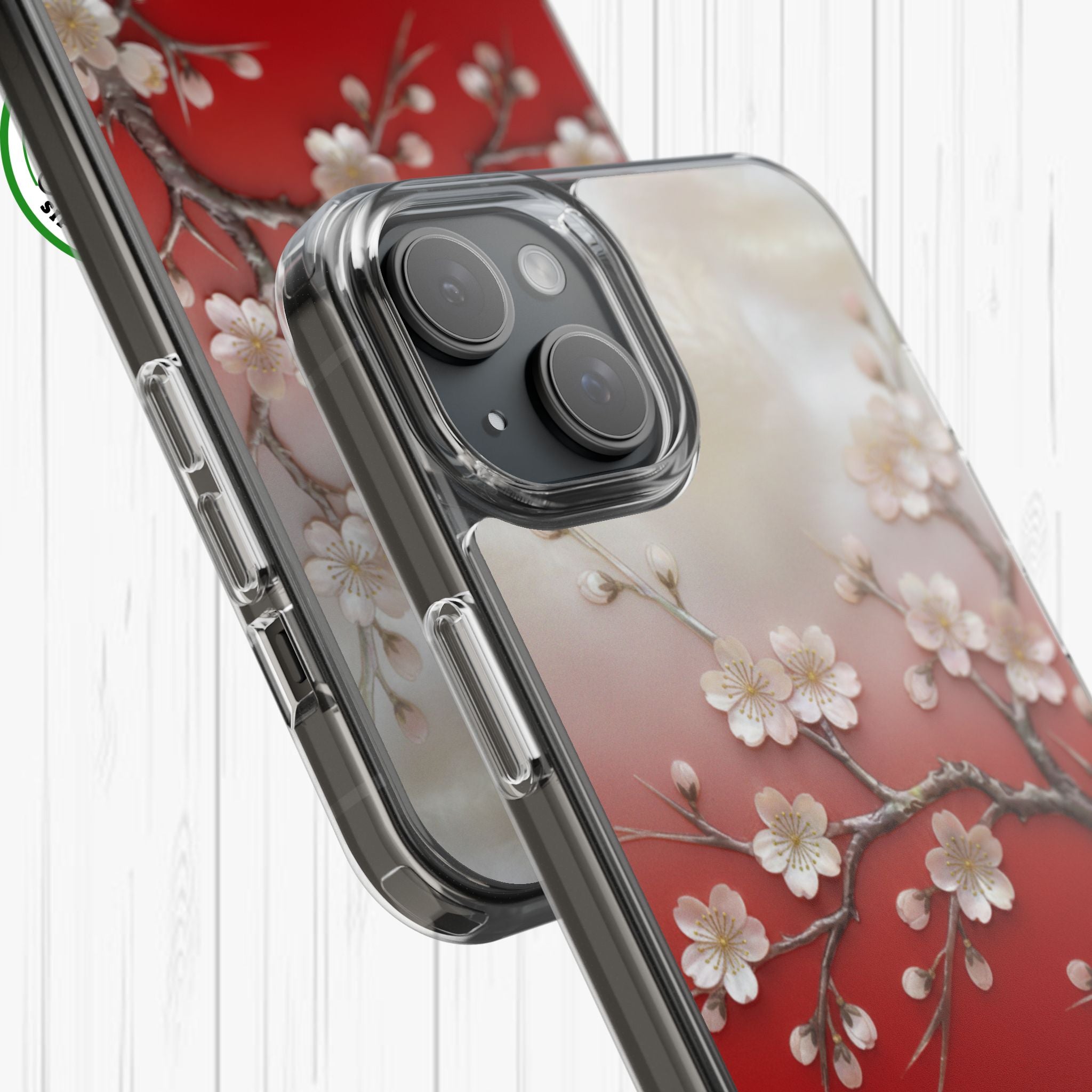 Mother of Pearl Floral Phone Case Elegant Sakura Design Asian Inspired Shell Inlay Artwork Japanese Blossom Decor Mobile Cover