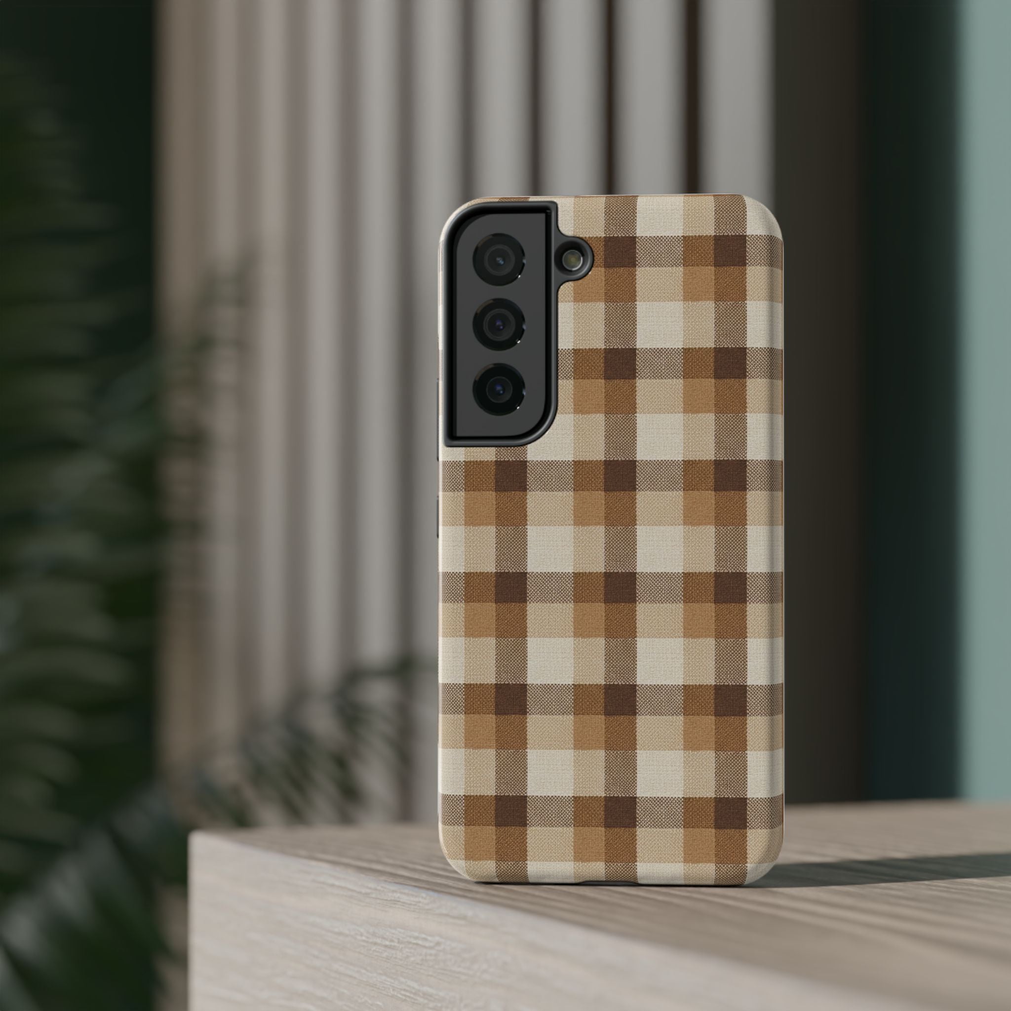 Brown Plaid Pattern Impact-Resistant Case | Checkered Phone Case