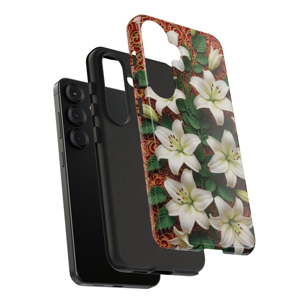 Luxury Lily Phone Case Elegant Floral Ornate Botanical Style Pristine White Bloom Motif Unique Accessory for iPhone Samsung Pixel Devices