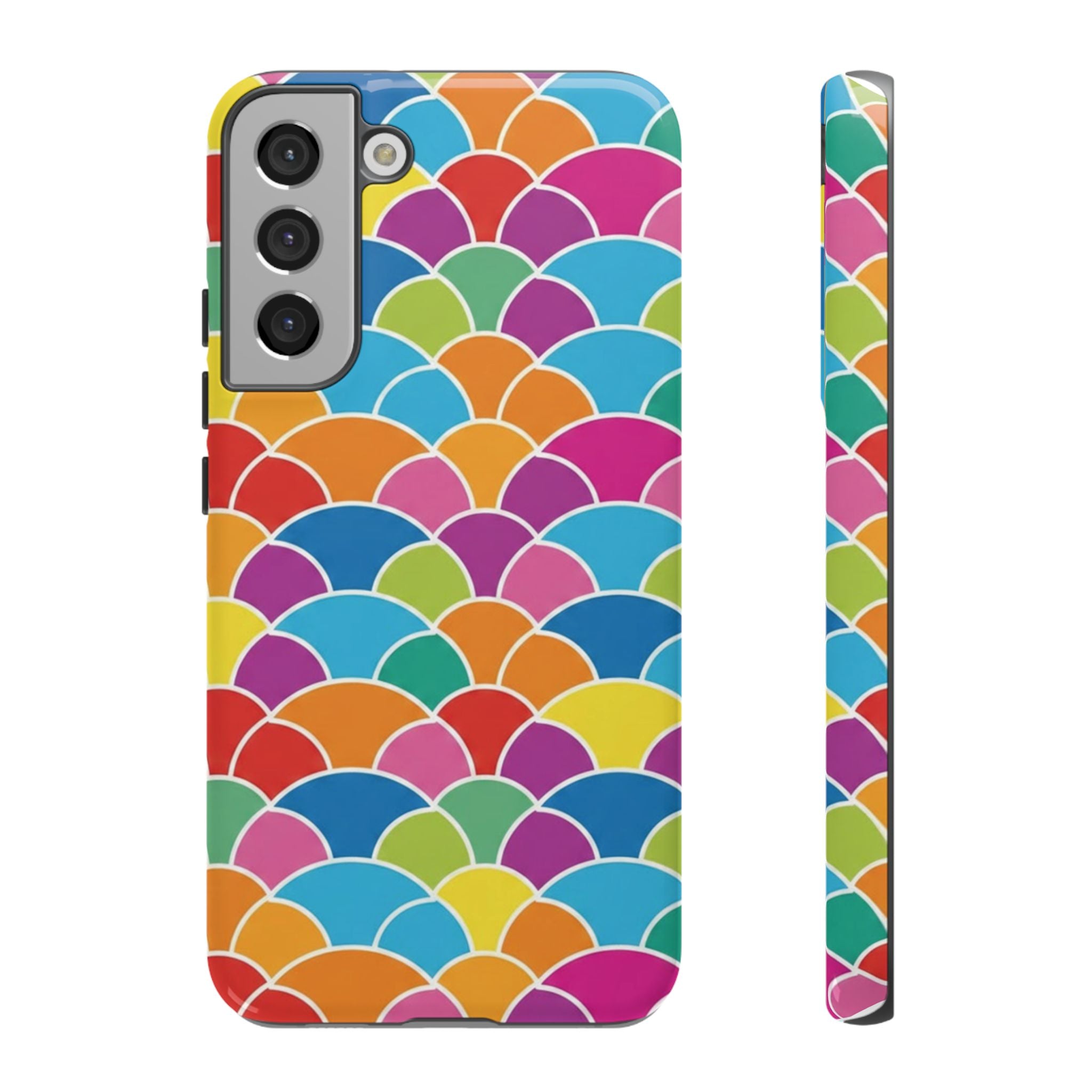 Colorful Scallop Pattern Phone Case Vibrant Protective Mermaid Scales Cover Eye-Catching Abstract Design for Samsung iPhone Pixel Models