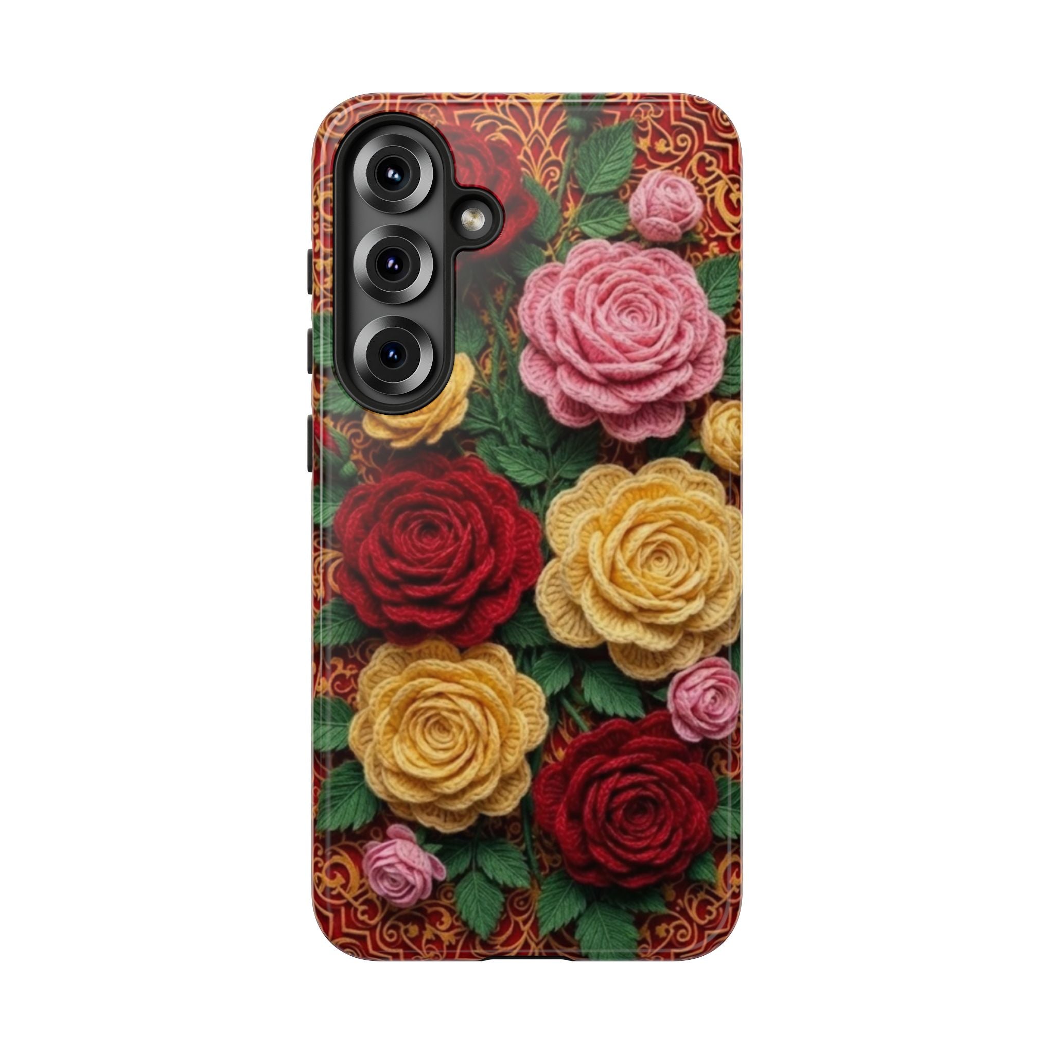 Yarn Vintage Rose Floral Phone Case Elegant Damask Pattern Smartphone Cover for Samsung Galaxy iOS Google Pixel