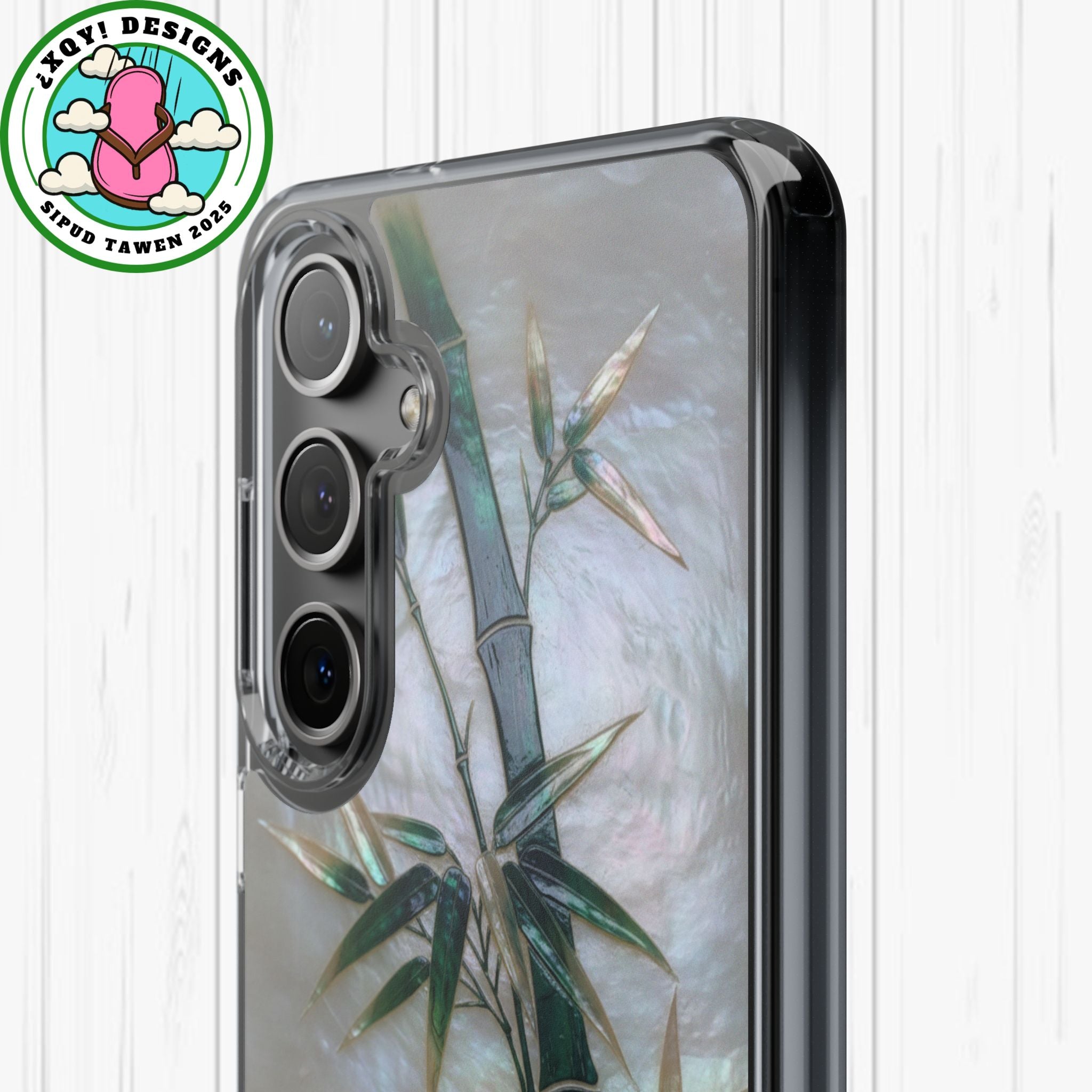 Mother of Pearl Inlay Bamboo Phone Case Nacre Art Green Bamboo Decor Handmade Pearl Shell Unique Iridescent Cover Natural Gift Idea