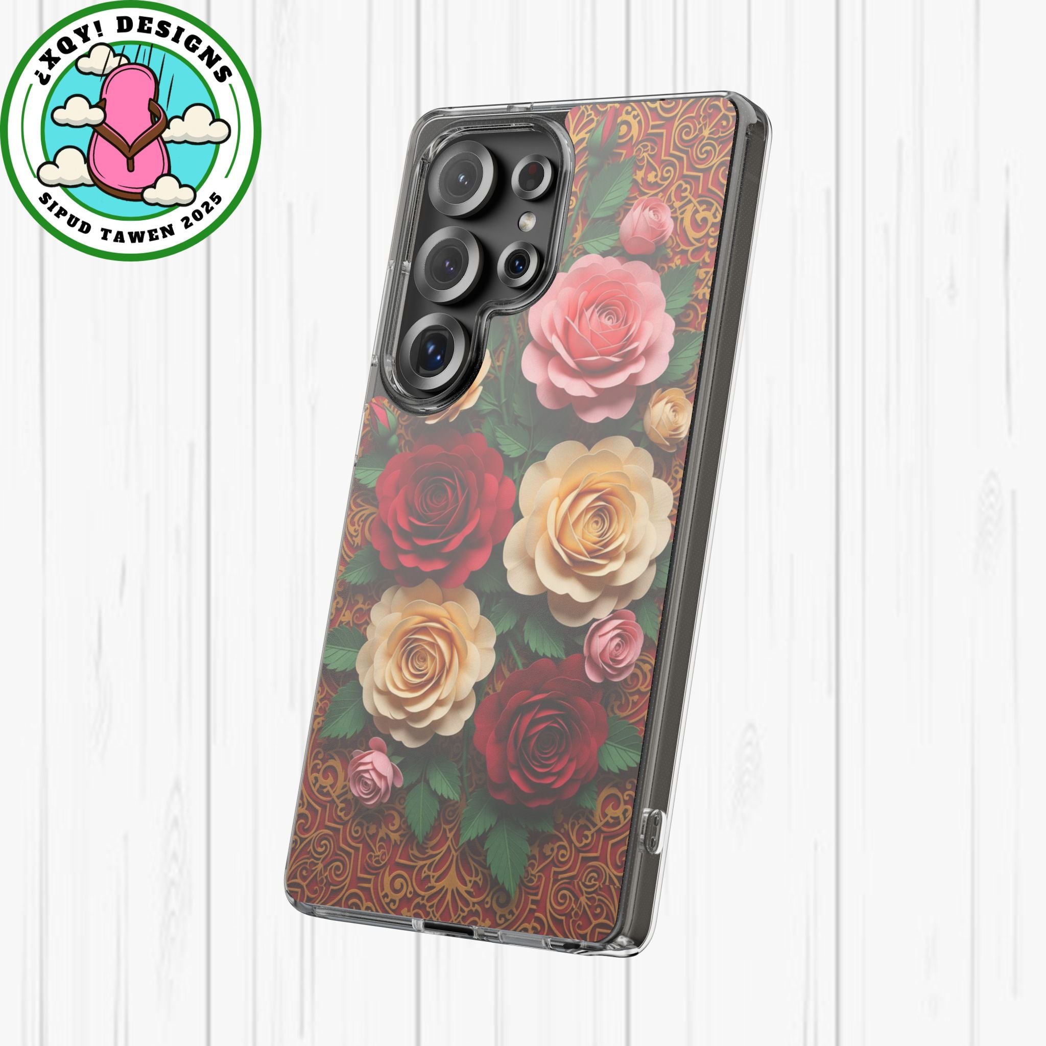 Cut-Paper Rose Bouquet Phone Case
