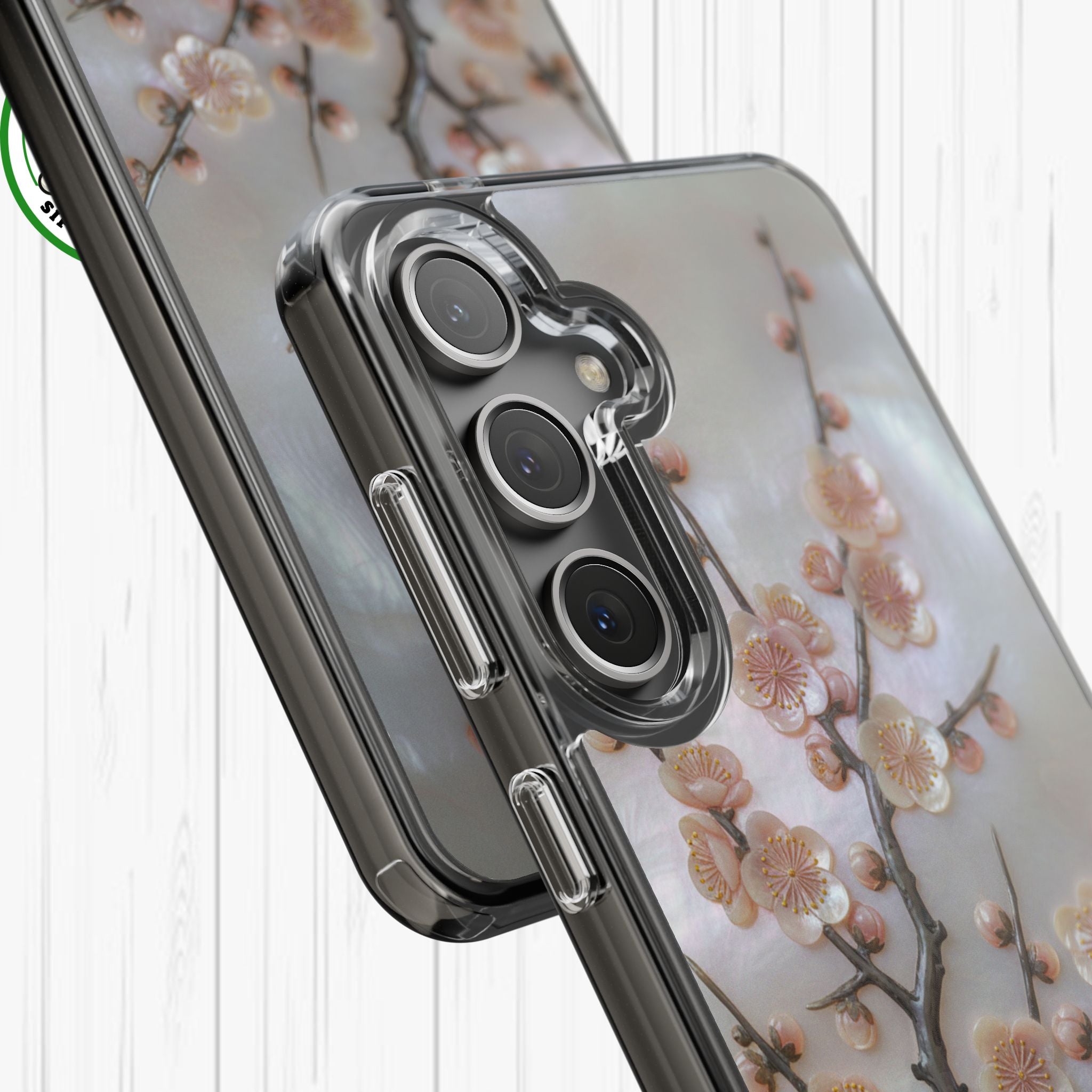 Mother of Pearl Plum Blossom Art Phone Case Nacre Flower Wall Decor Design Iridescent Shell Art Inlay Shimmering Spring Panel Floral Cover