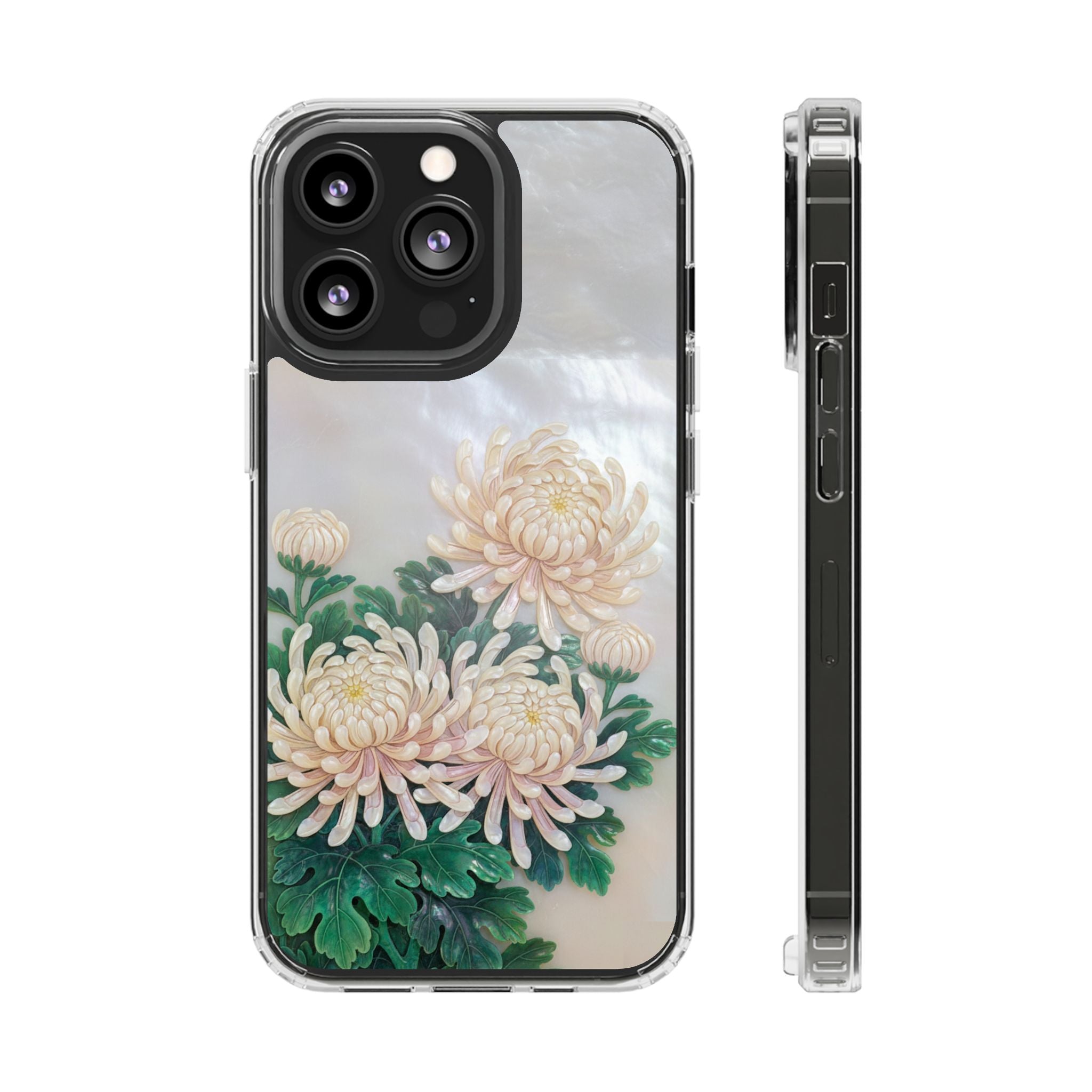 Mother of pearl inlay Phone Case Nacre art panel Chinese mother of pearl flowers Chrysanthemum wall art design elegant luxury  gift