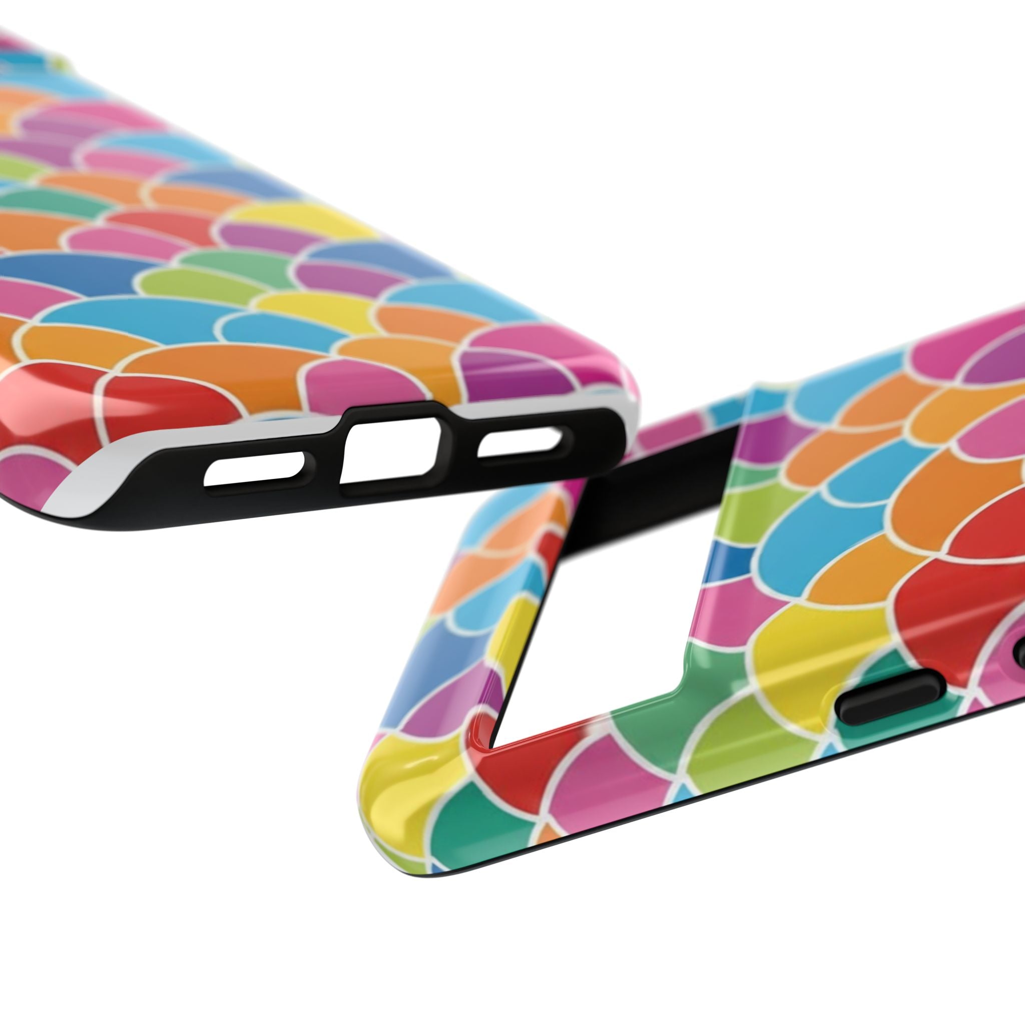 Colorful Scallop Pattern Phone Case Vibrant Protective Mermaid Scales Cover Eye-Catching Abstract Design for Samsung iPhone Pixel Models