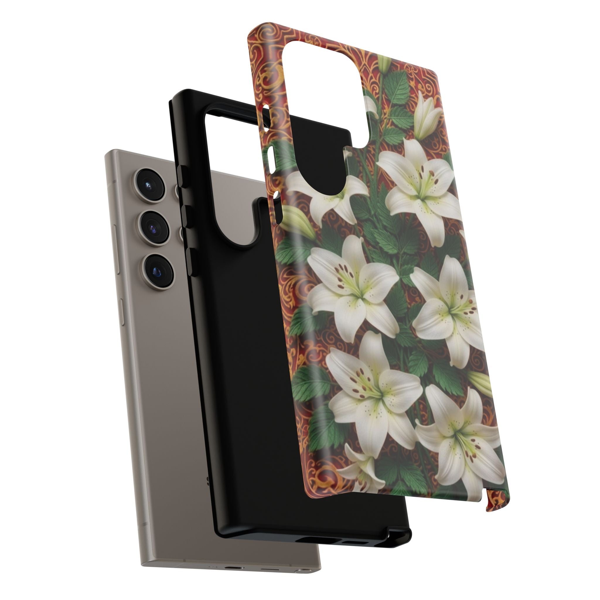 Luxury Lily Phone Case Elegant Floral Ornate Botanical Style Pristine White Bloom Motif Unique Accessory for iPhone Samsung Pixel Devices