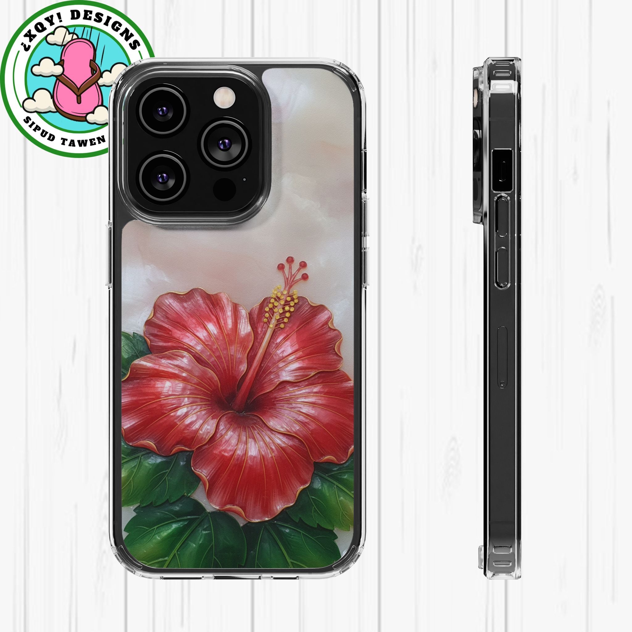 Unique Red flower art Phone Case Floral relief carving Red hibiscus sculpture Decorative tropical flower decor vibrant artistic