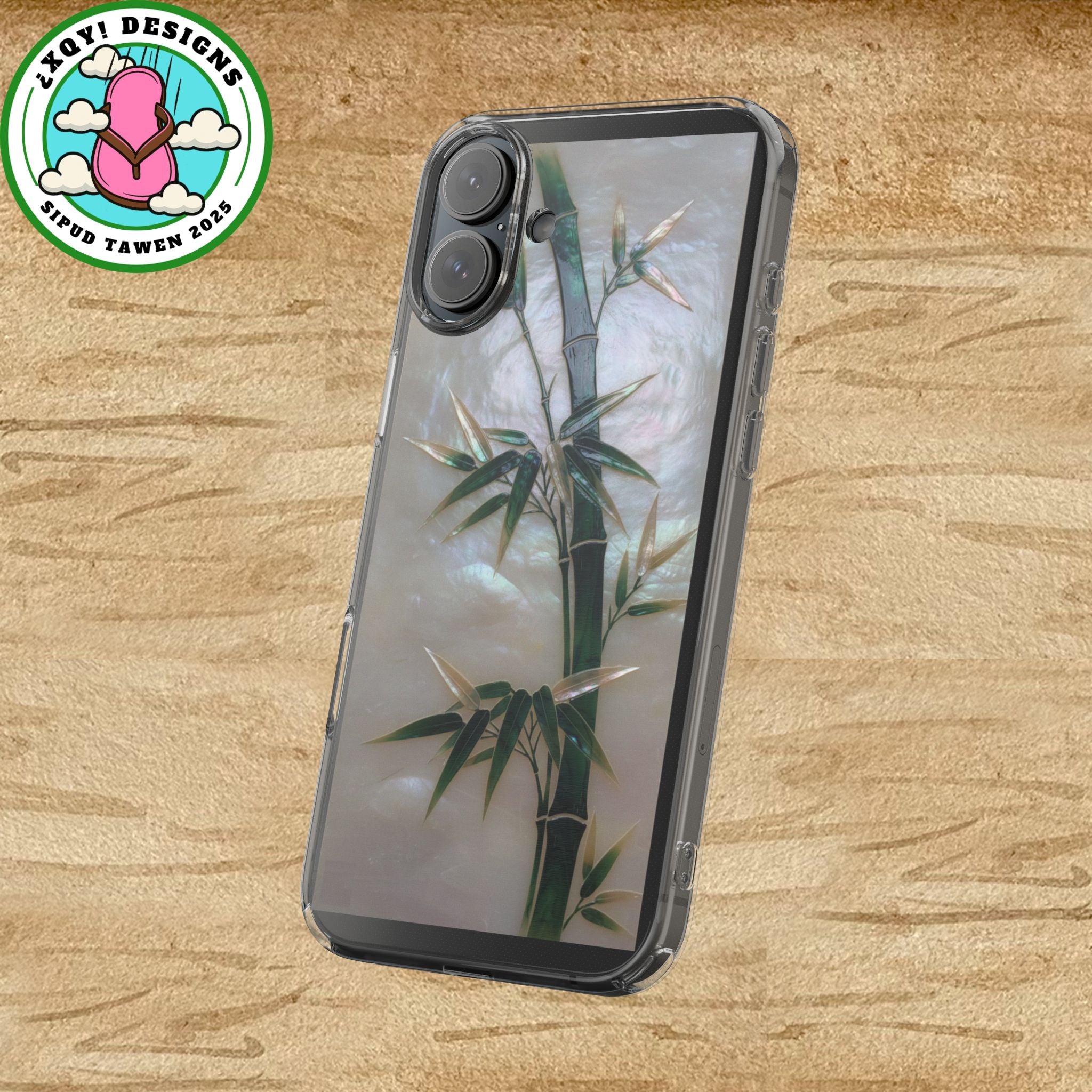 Phone Case, Mother of Pearl Bamboo Floral Design Impact-Resistant Cover, Protective Shell, Unique Gift, Accessories
