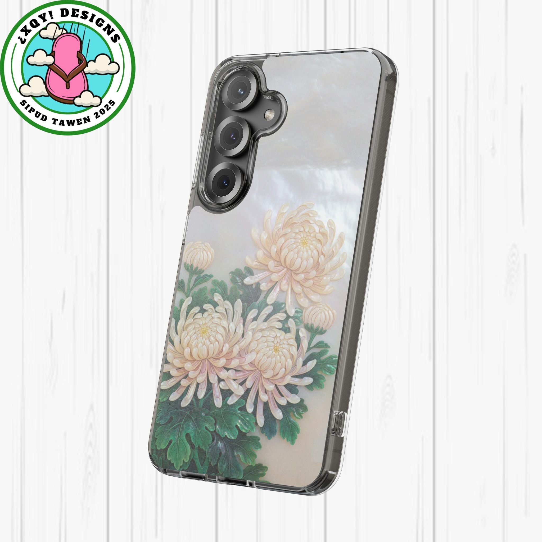 Mother of pearl inlay Phone Case Nacre art panel Chinese mother of pearl flowers Chrysanthemum wall art design elegant luxury  gift