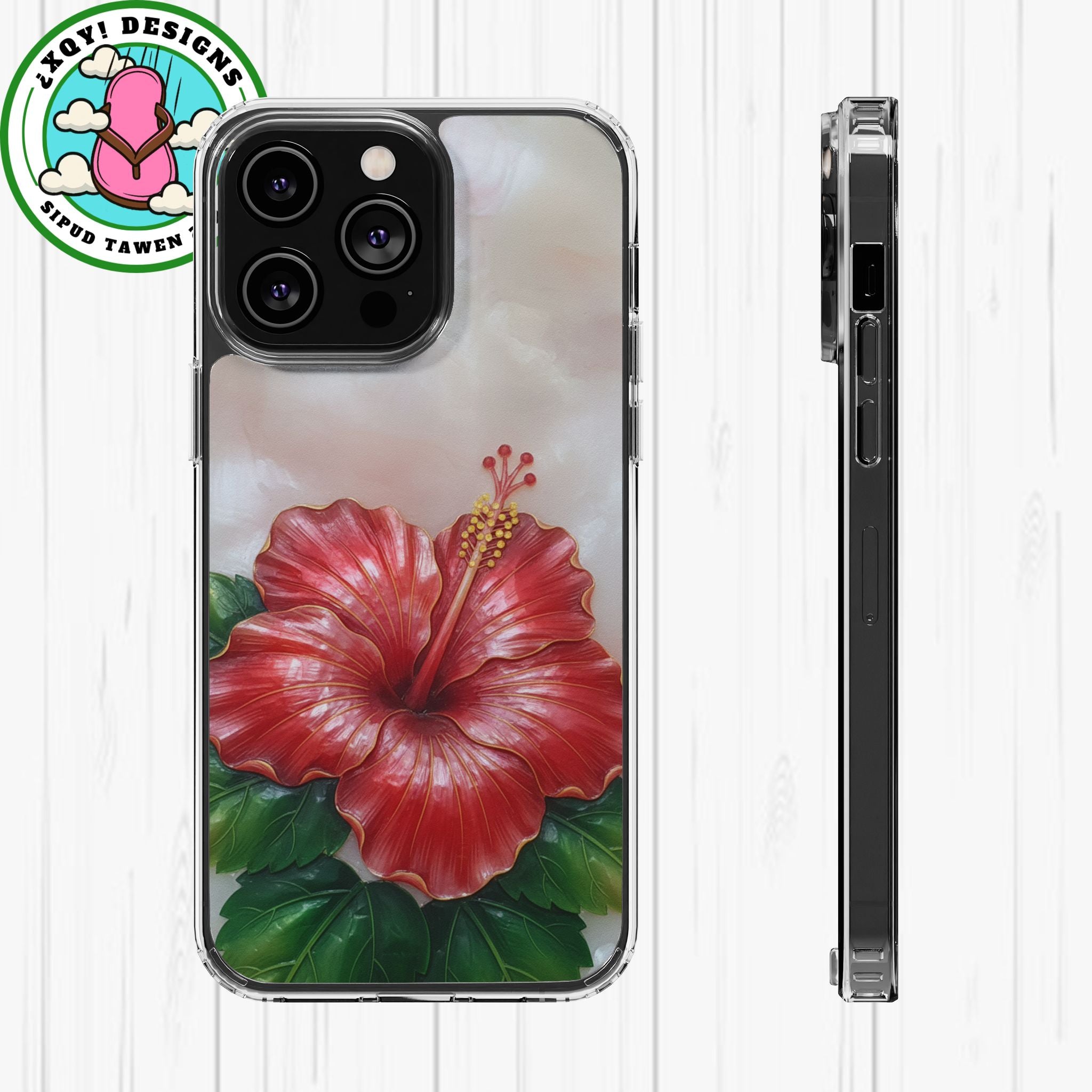 Unique Red flower art Phone Case Floral relief carving Red hibiscus sculpture Decorative tropical flower decor vibrant artistic