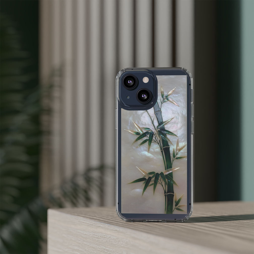 Phone Case, Mother of Pearl Bamboo Floral Design Impact-Resistant Cover, Protective Shell, Unique Gift, Accessories