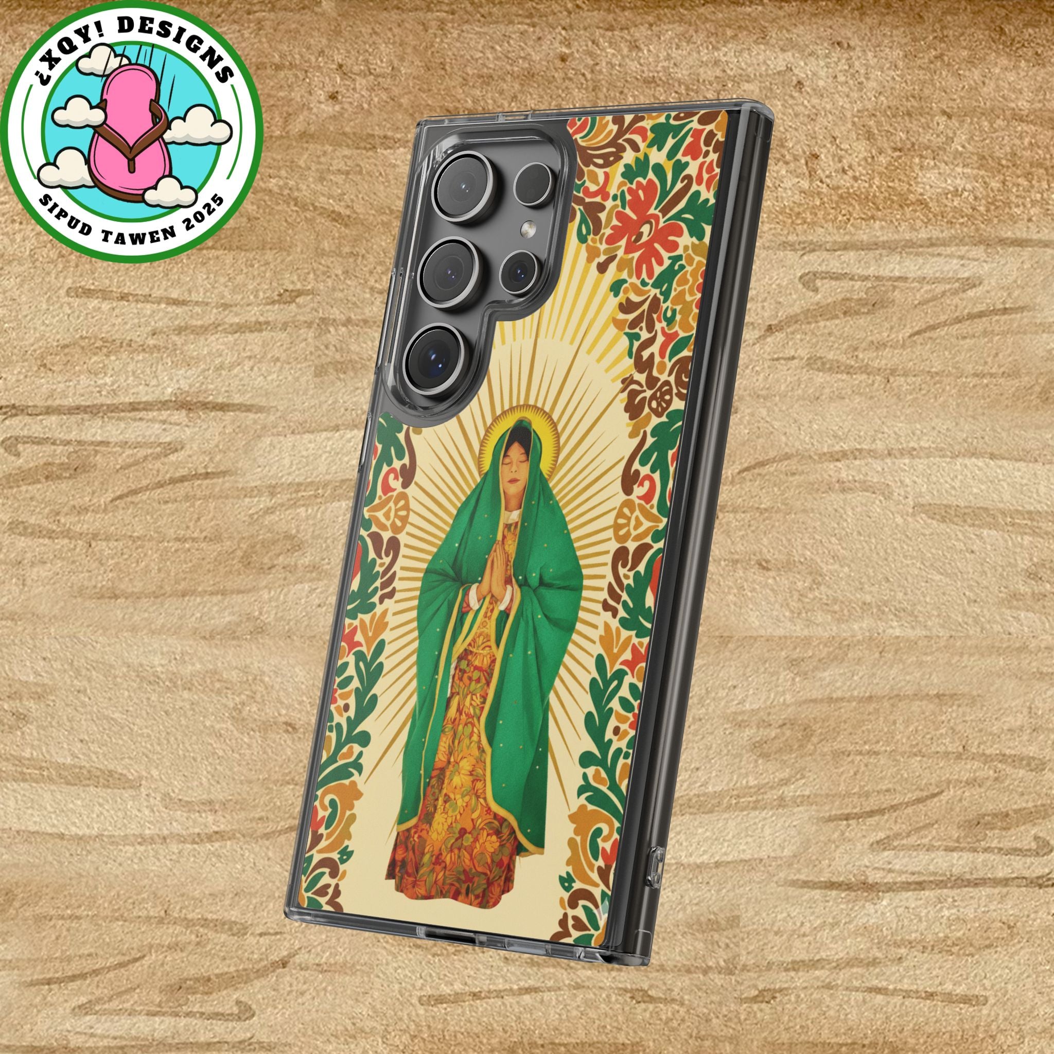 Virgin of Guadalupe Phone Case — Cut-Paper Style Religious Christian iPhone Samsung Pixel