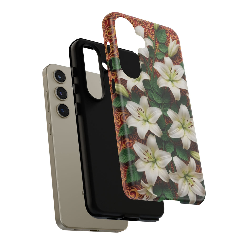 Luxury Lily Phone Case Elegant Floral Ornate Botanical Style Pristine White Bloom Motif Unique Accessory for iPhone Samsung Pixel Devices
