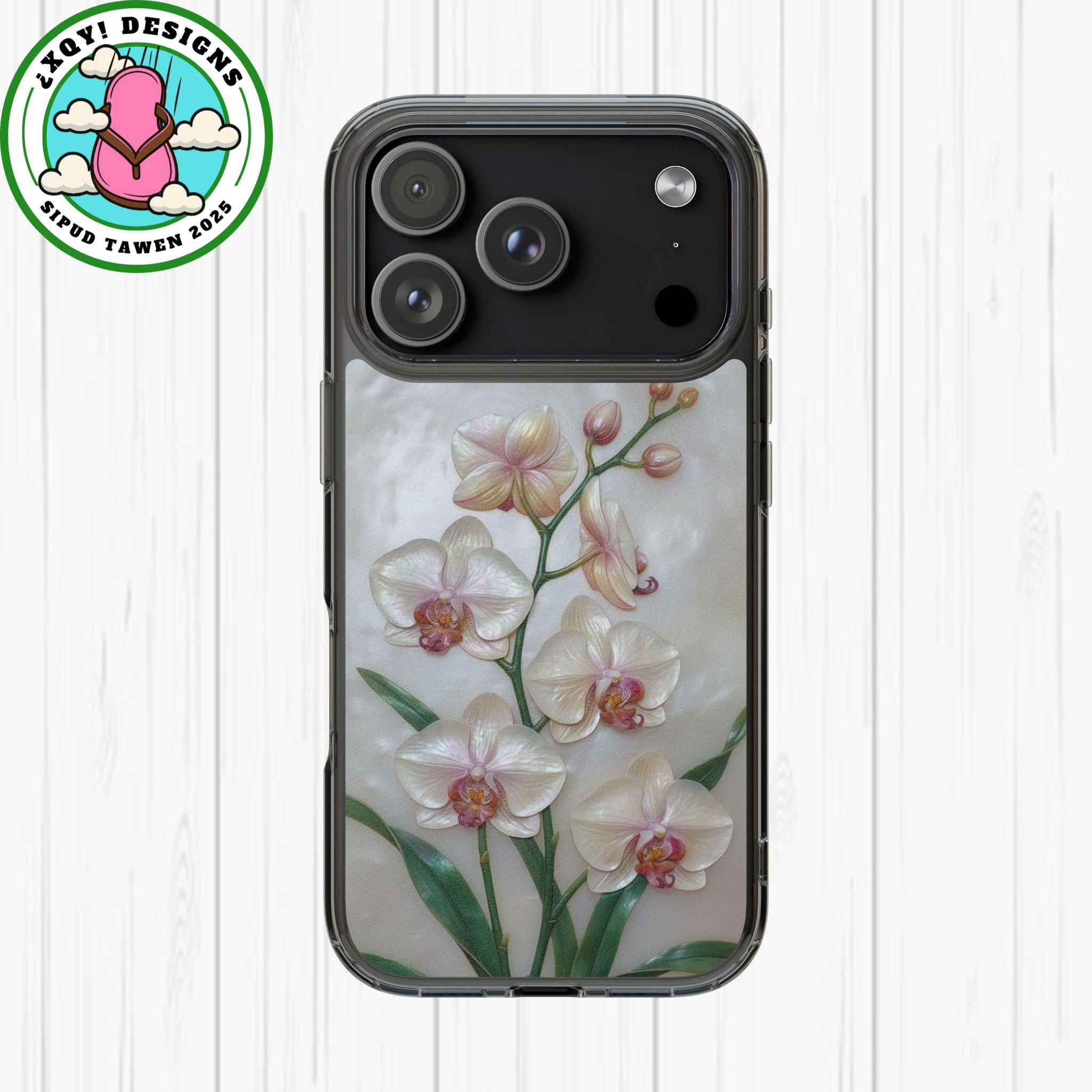 Orchid Wall Phone Case 3D Floral Wall Decor Pink Orchid Artwork White Orchid Design Textured Floral Cover Aesthetic Nature Gift