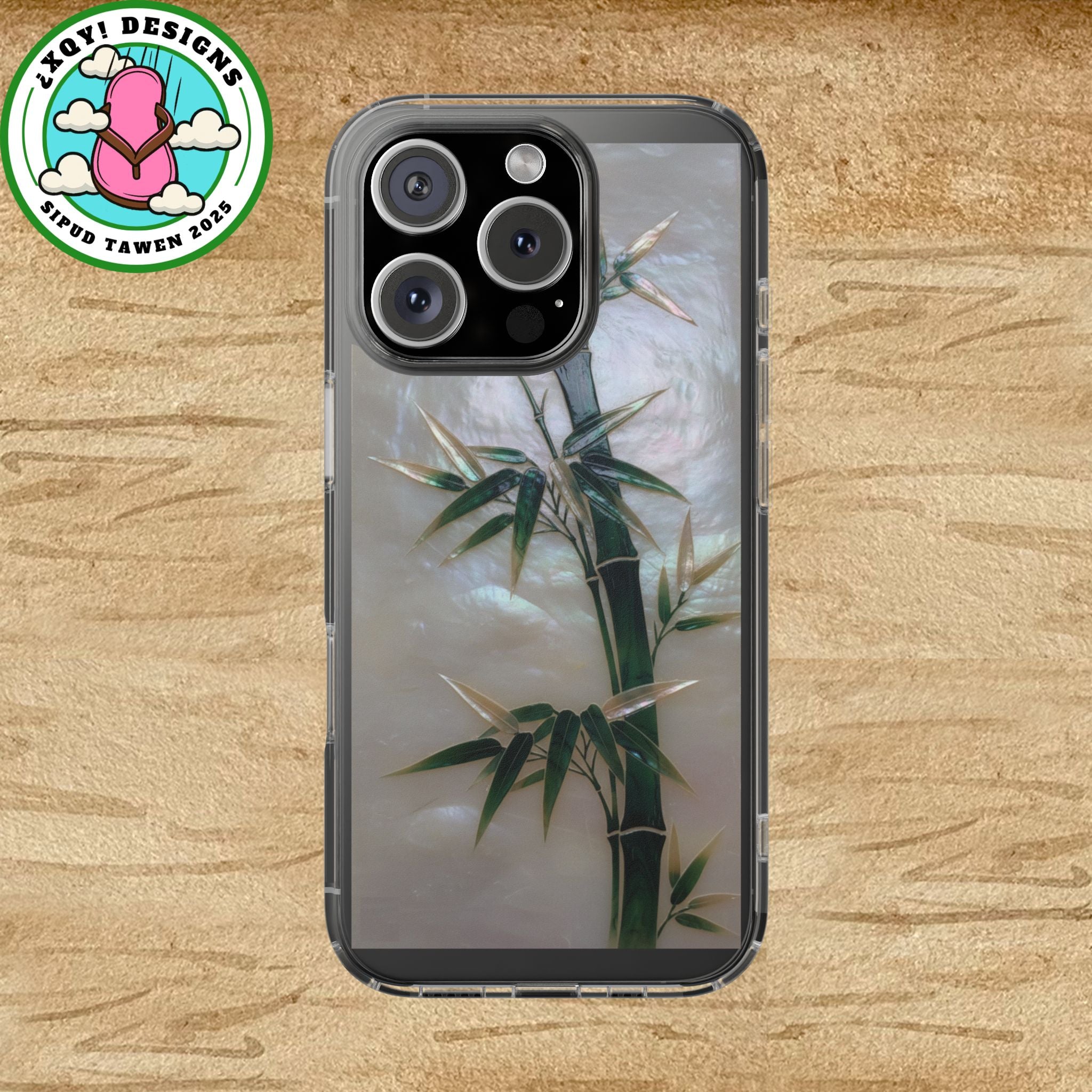Phone Case, Mother of Pearl Bamboo Floral Design Impact-Resistant Cover, Protective Shell, Unique Gift, Accessories