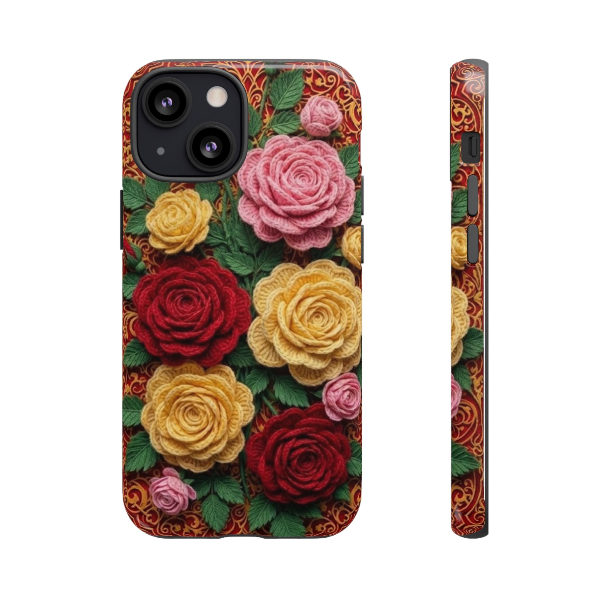Yarn Vintage Rose Floral Phone Case Elegant Damask Pattern Smartphone Cover for Samsung Galaxy iOS Google Pixel