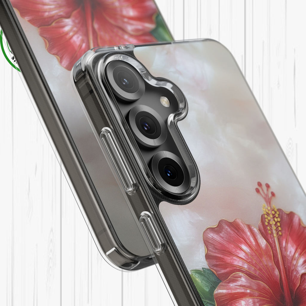 Unique Red flower art Phone Case Floral relief carving Red hibiscus sculpture Decorative tropical flower decor vibrant artistic