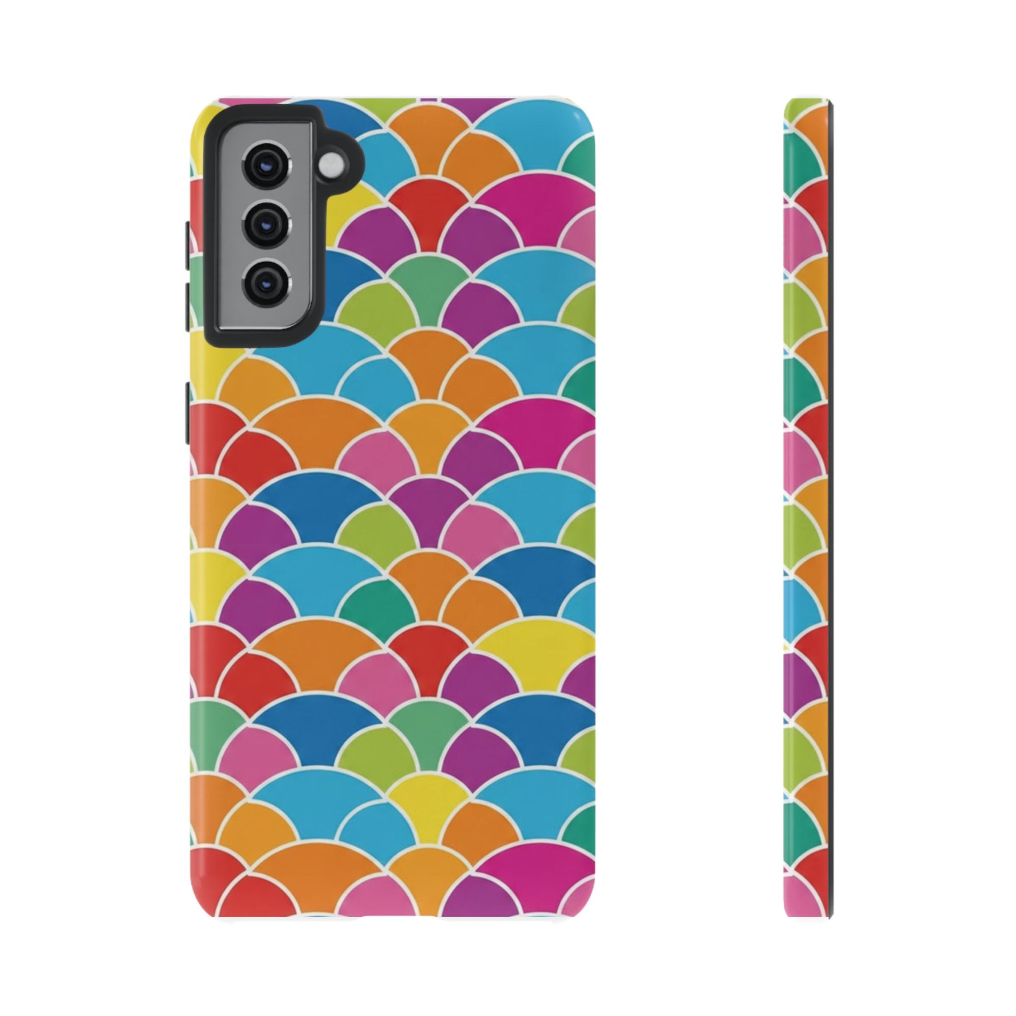 Colorful Scallop Pattern Phone Case Vibrant Protective Mermaid Scales Cover Eye-Catching Abstract Design for Samsung iPhone Pixel Models