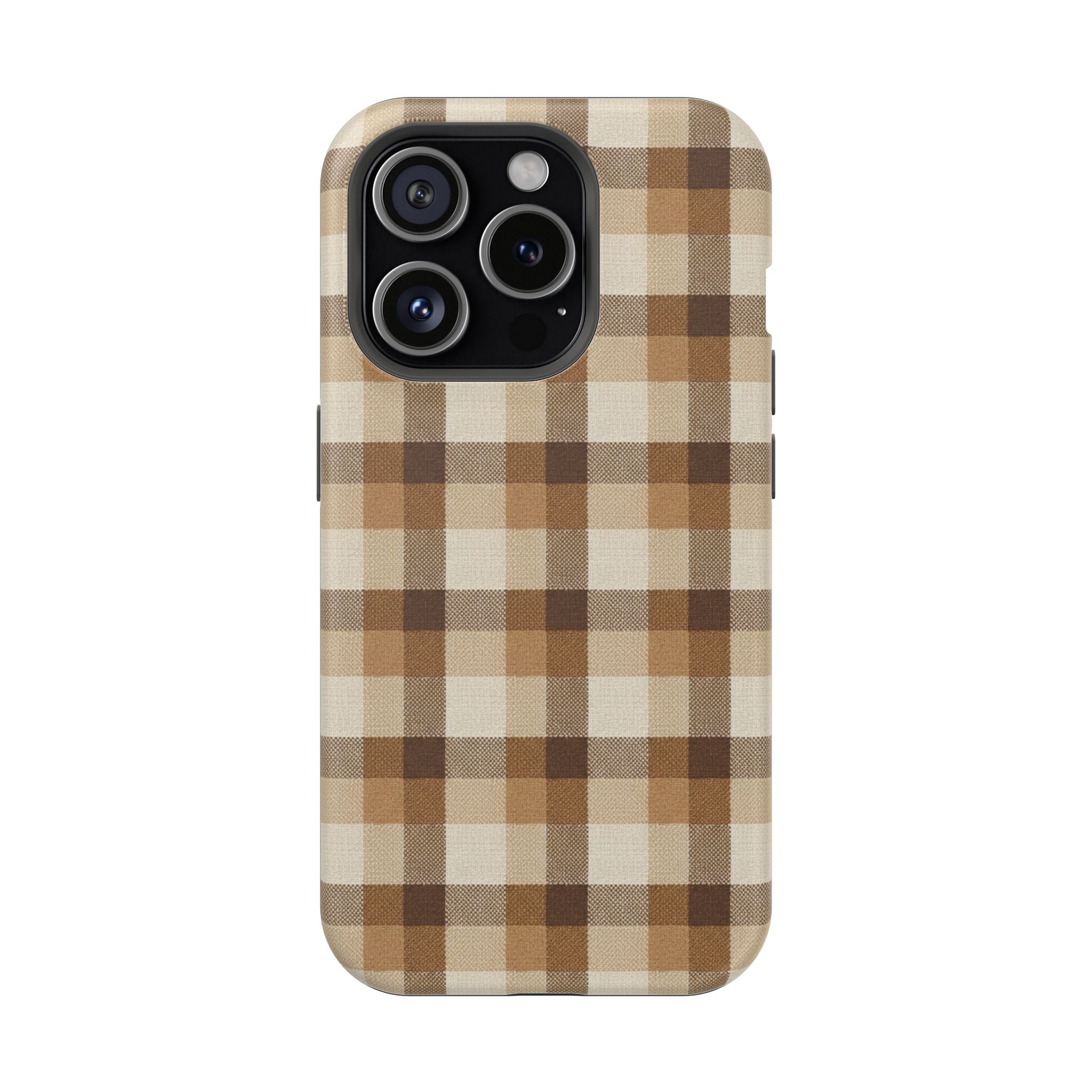 Brown Plaid Pattern Impact-Resistant Case | Checkered Phone Case