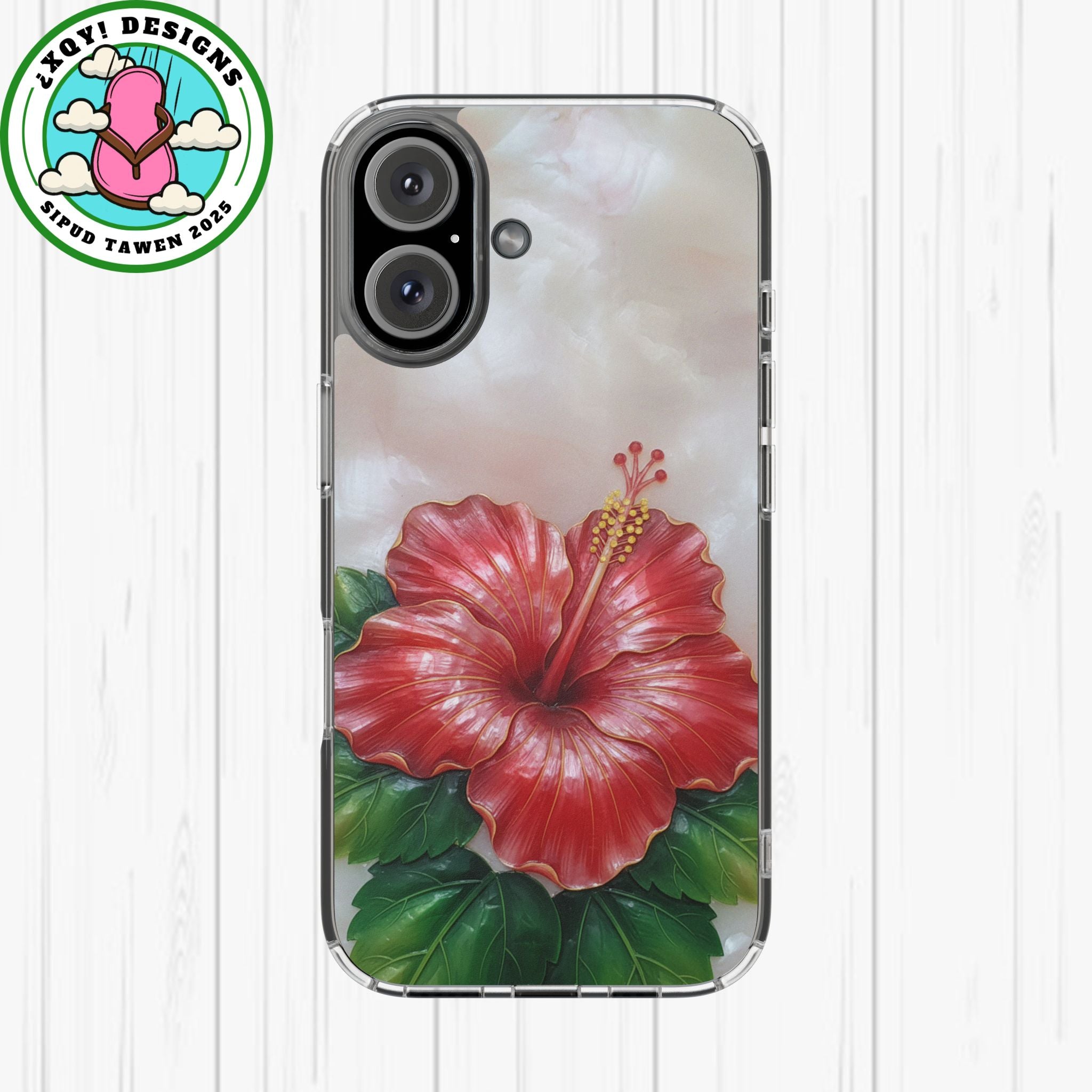 Unique Red flower art Phone Case Floral relief carving Red hibiscus sculpture Decorative tropical flower decor vibrant artistic