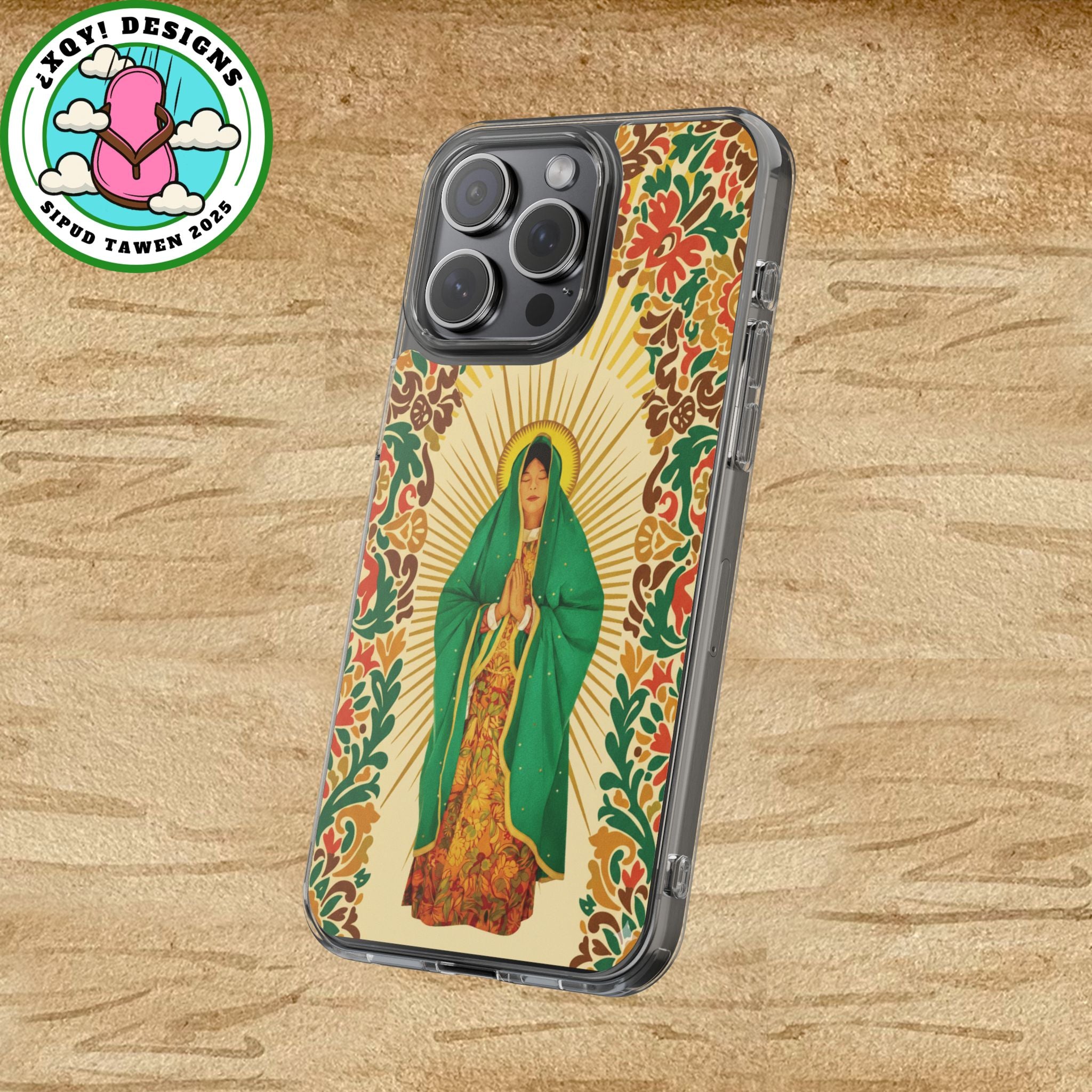 Virgin of Guadalupe Phone Case — Cut-Paper Style Religious Christian iPhone Samsung Pixel
