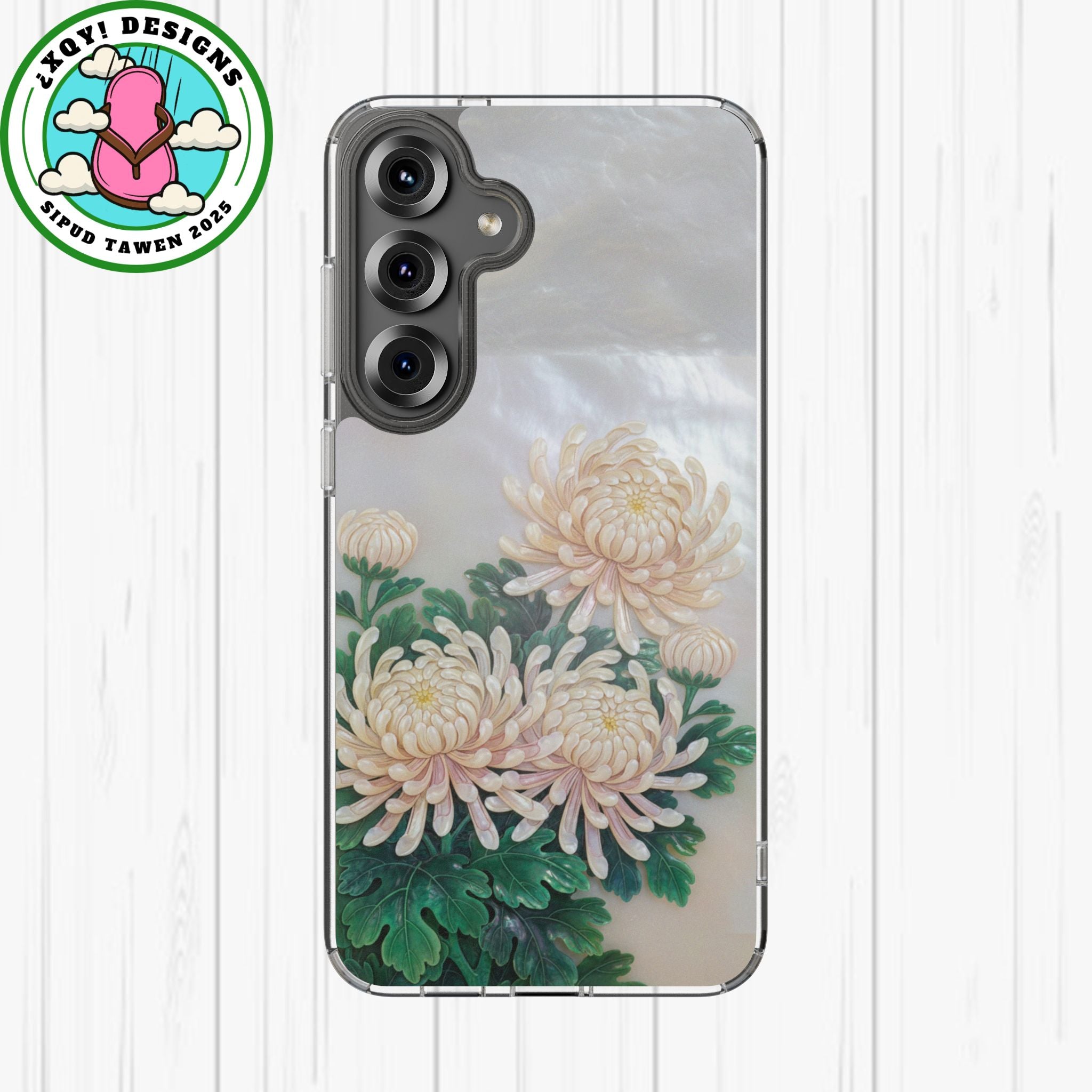 Mother of pearl inlay Phone Case Nacre art panel Chinese mother of pearl flowers Chrysanthemum wall art design elegant luxury  gift