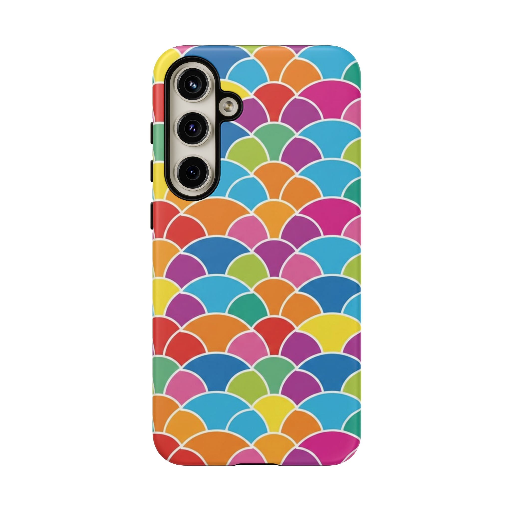 Colorful Scallop Pattern Phone Case Vibrant Protective Mermaid Scales Cover Eye-Catching Abstract Design for Samsung iPhone Pixel Models