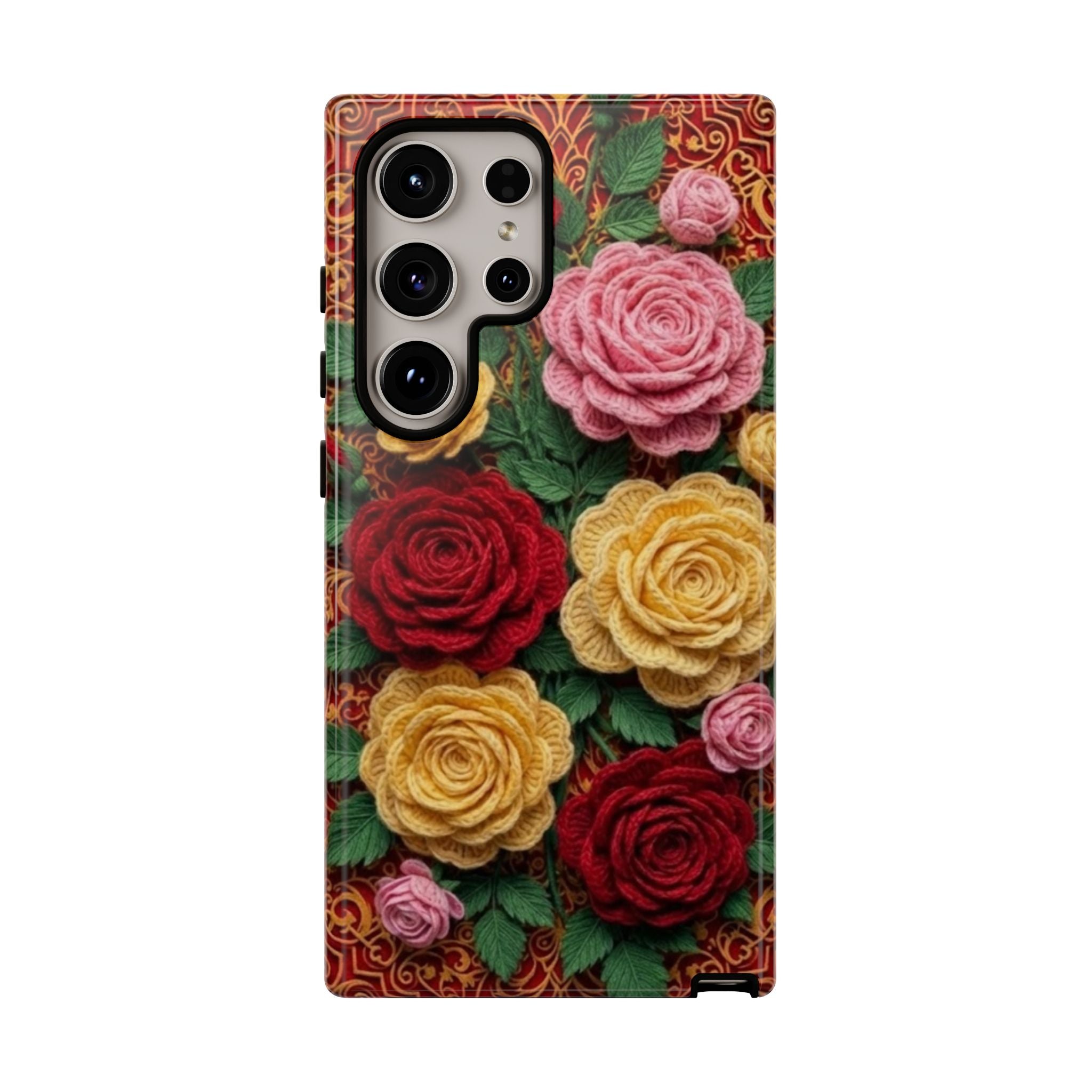 Yarn Vintage Rose Floral Phone Case Elegant Damask Pattern Smartphone Cover for Samsung Galaxy iOS Google Pixel