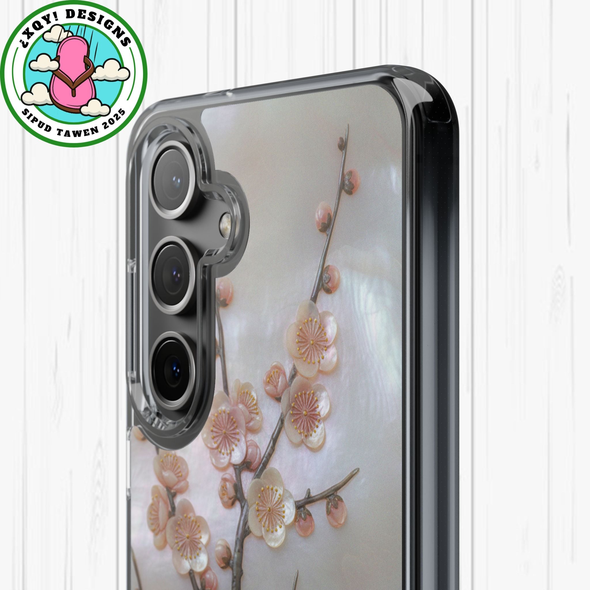 Mother of Pearl Plum Blossom Art Phone Case Nacre Flower Wall Decor Design Iridescent Shell Art Inlay Shimmering Spring Panel Floral Cover