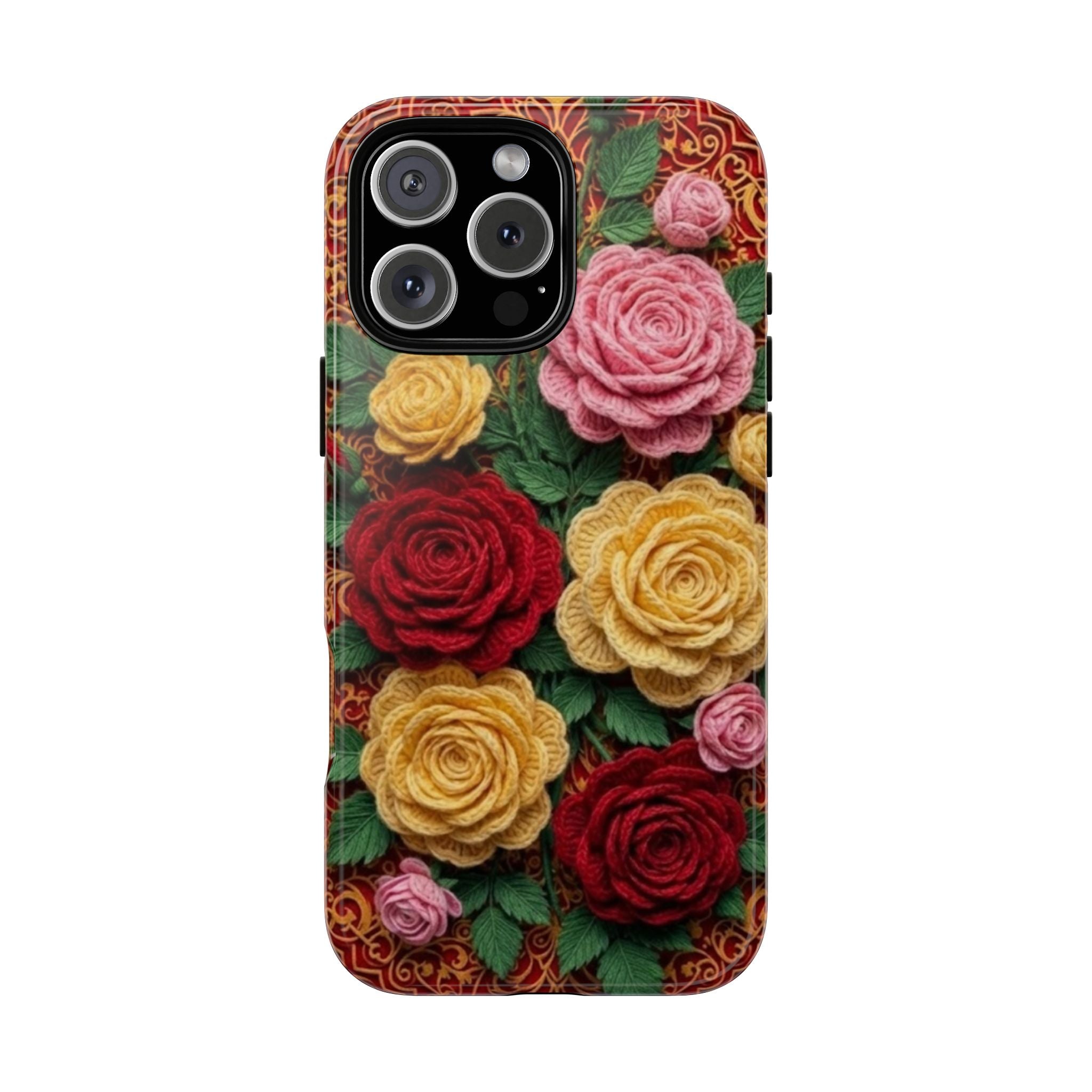 Yarn Vintage Rose Floral Phone Case Elegant Damask Pattern Smartphone Cover for Samsung Galaxy iOS Google Pixel