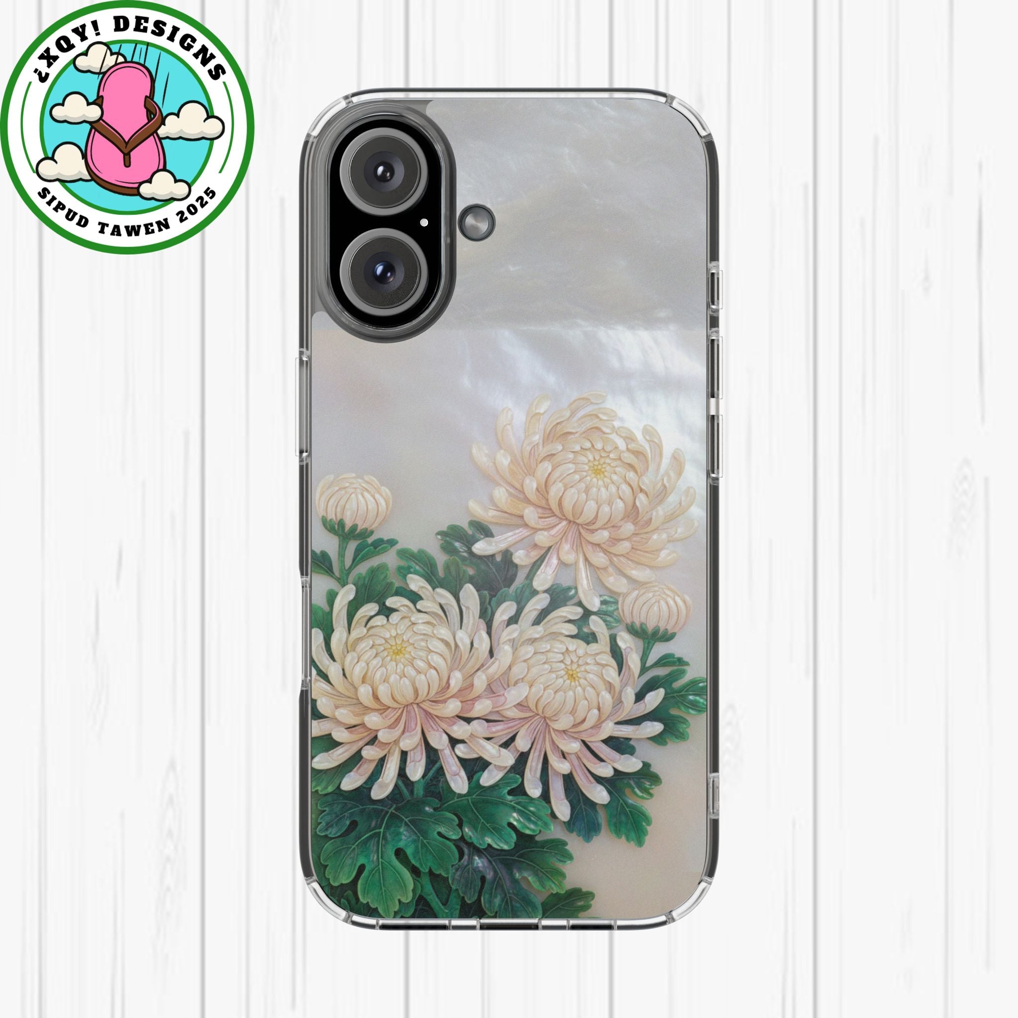 Mother of pearl inlay Phone Case Nacre art panel Chinese mother of pearl flowers Chrysanthemum wall art design elegant luxury  gift