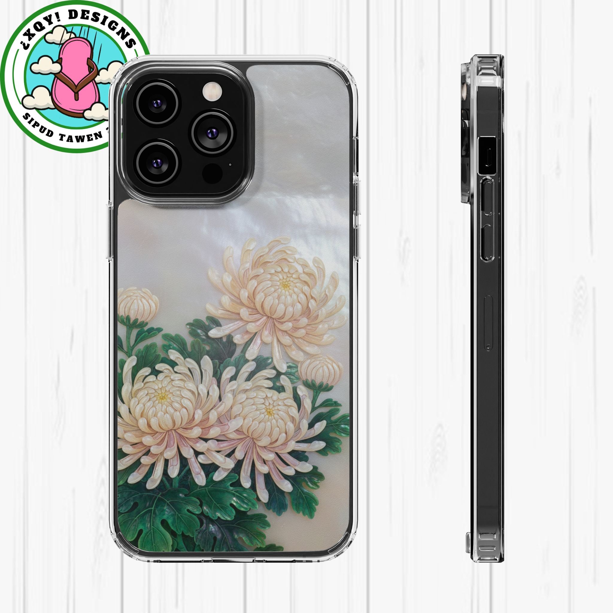 Mother of pearl inlay Phone Case Nacre art panel Chinese mother of pearl flowers Chrysanthemum wall art design elegant luxury  gift