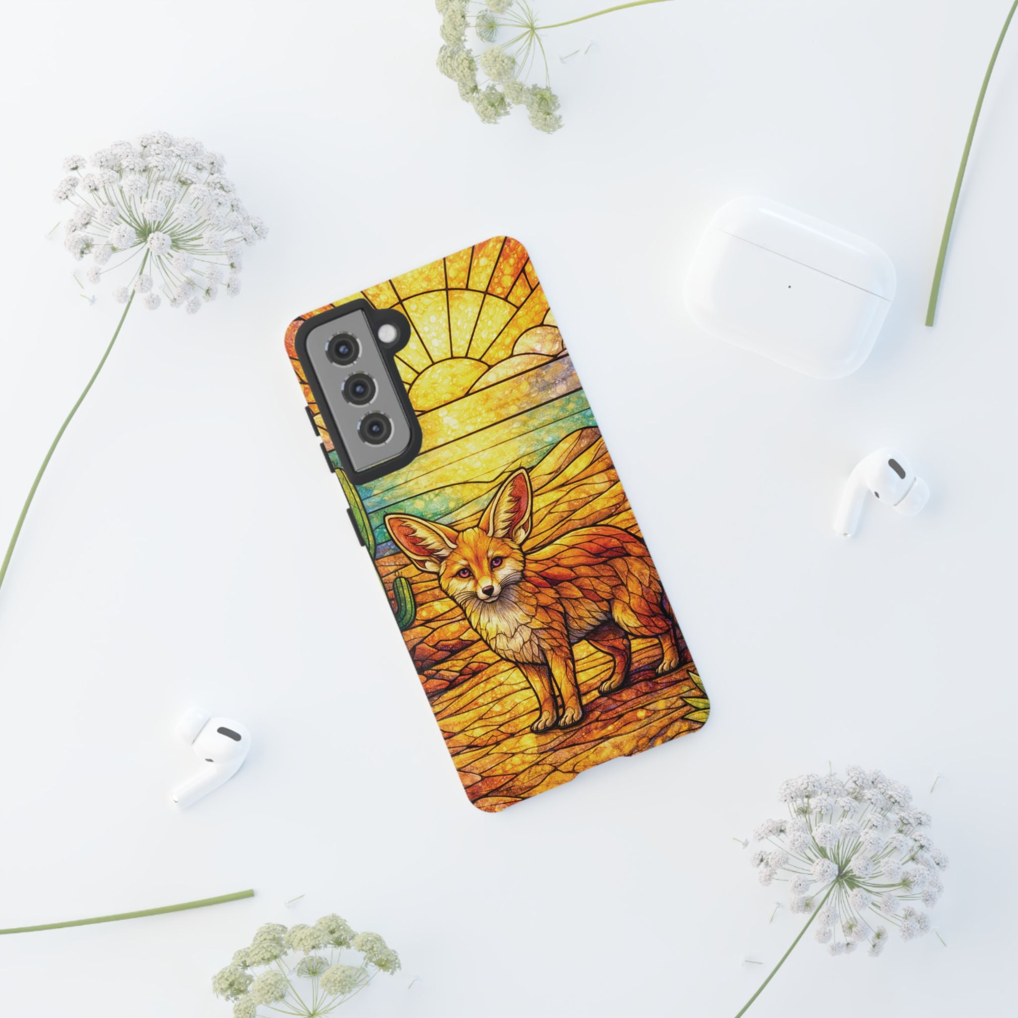 Desert Fox Stained Glass Phone Case — Galaxy & iPhone Pixel Compatible