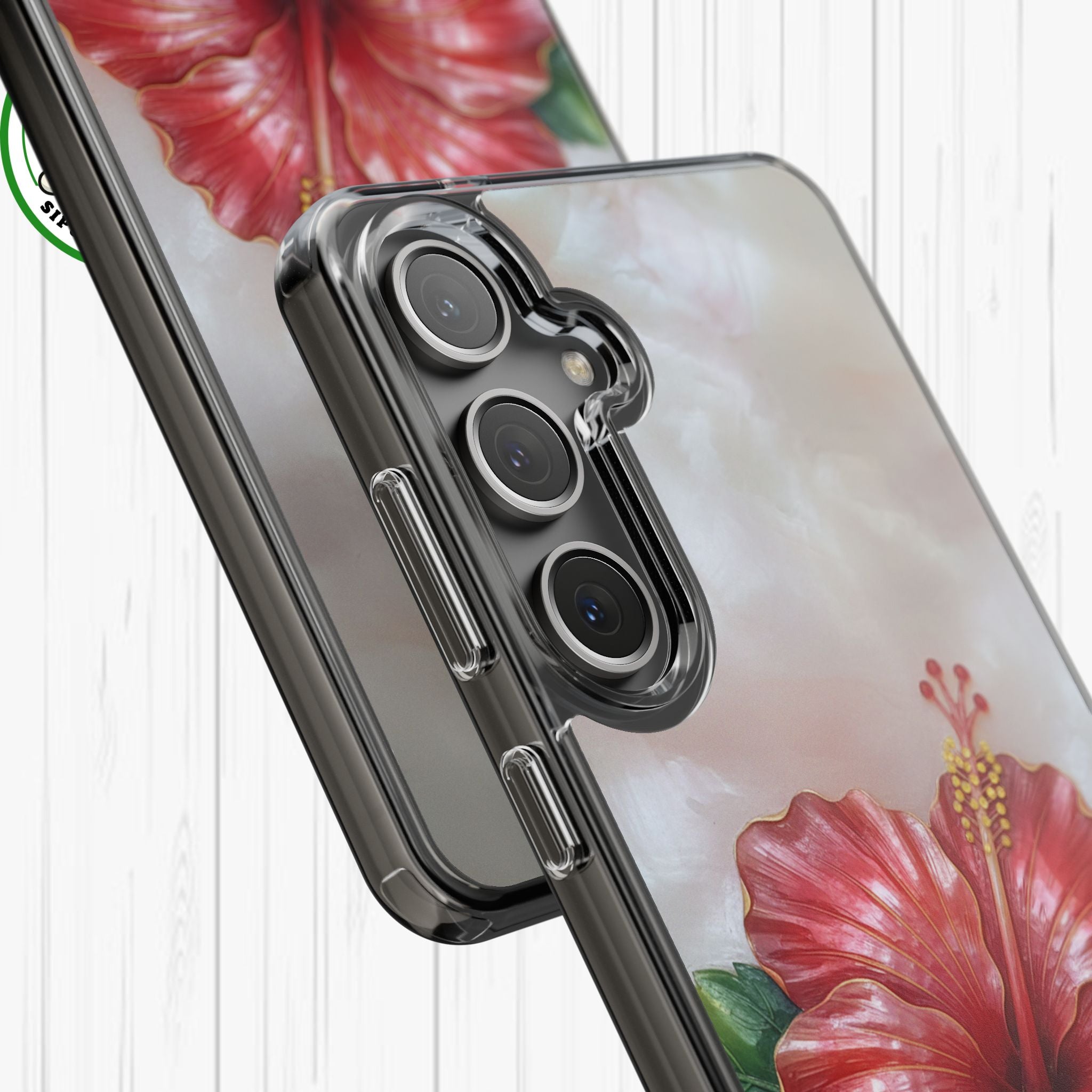 Unique Red flower art Phone Case Floral relief carving Red hibiscus sculpture Decorative tropical flower decor vibrant artistic