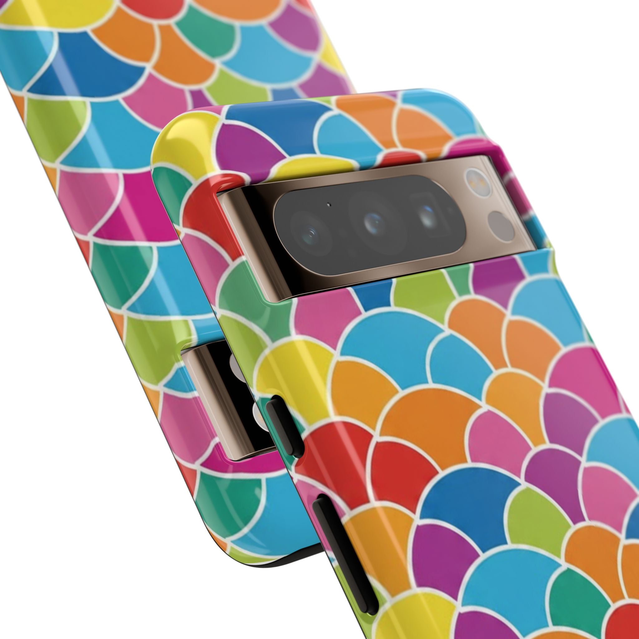 Colorful Scallop Pattern Phone Case Vibrant Protective Mermaid Scales Cover Eye-Catching Abstract Design for Samsung iPhone Pixel Models