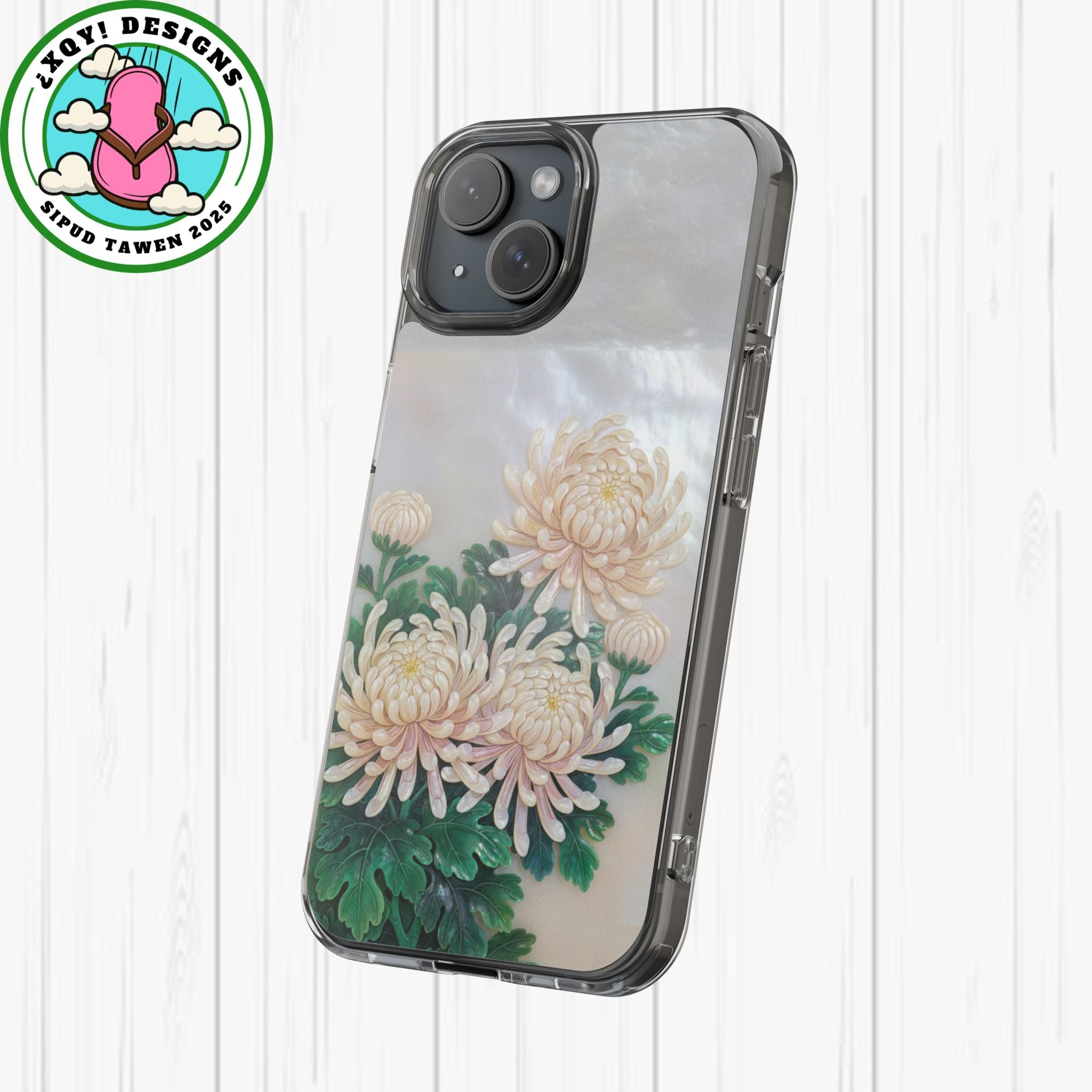 Mother of pearl inlay Phone Case Nacre art panel Chinese mother of pearl flowers Chrysanthemum wall art design elegant luxury  gift
