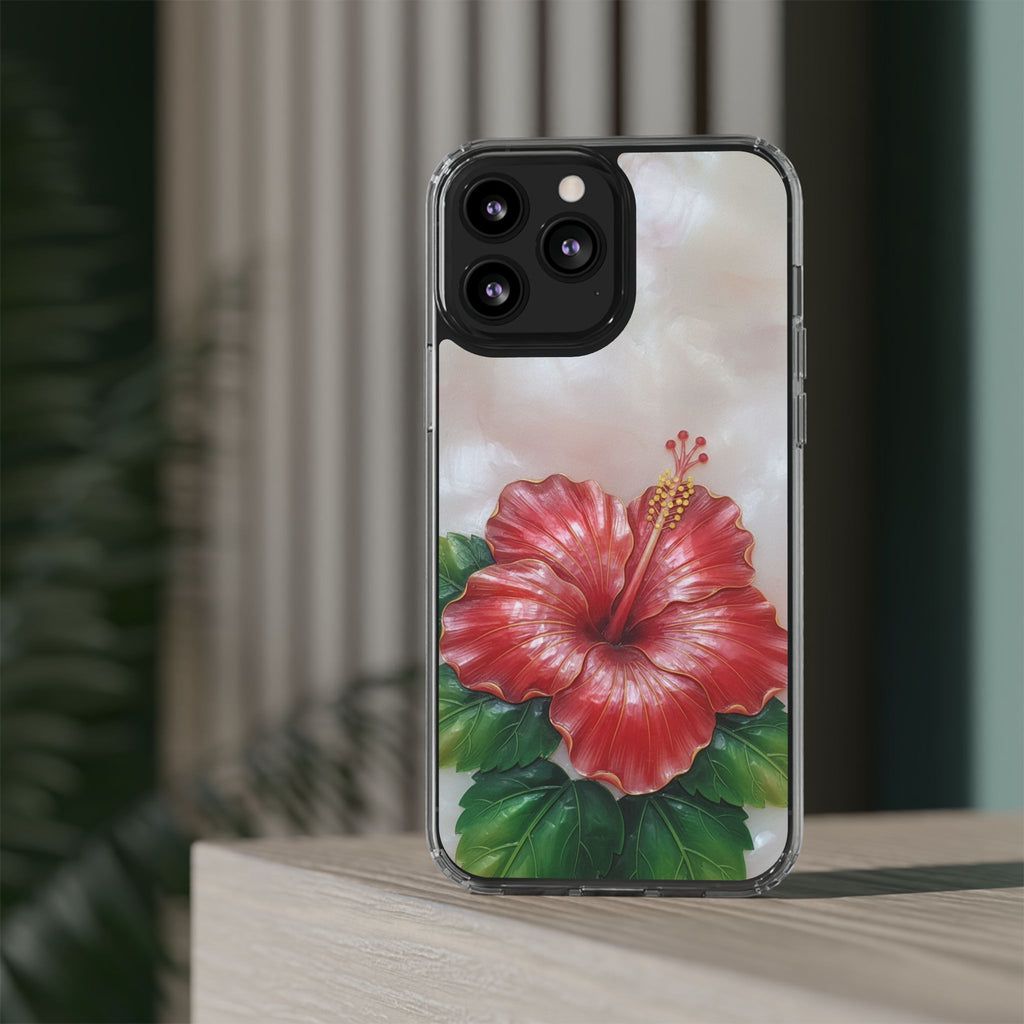 Unique Red flower art Phone Case Floral relief carving Red hibiscus sculpture Decorative tropical flower decor vibrant artistic