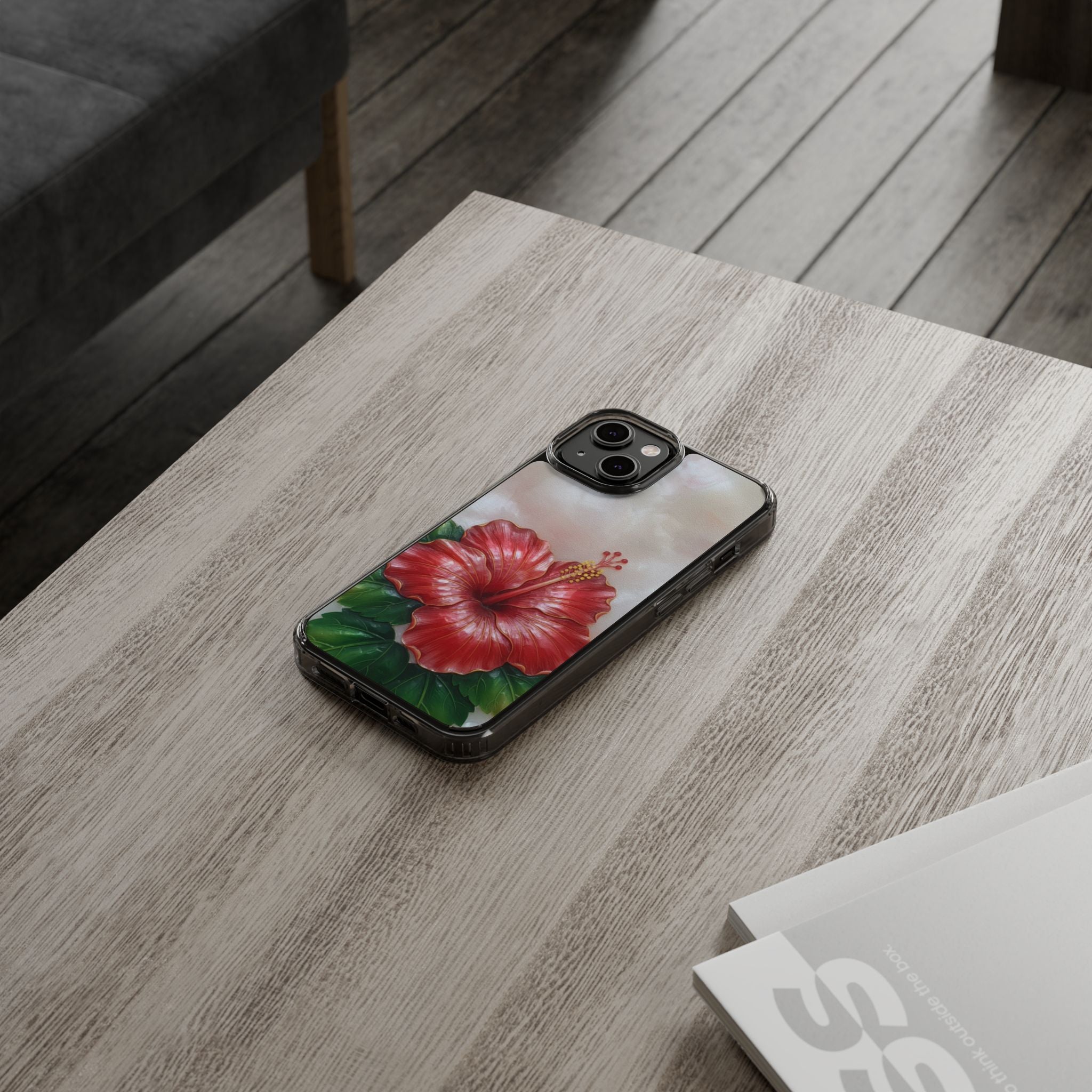 Unique Red flower art Phone Case Floral relief carving Red hibiscus sculpture Decorative tropical flower decor vibrant artistic