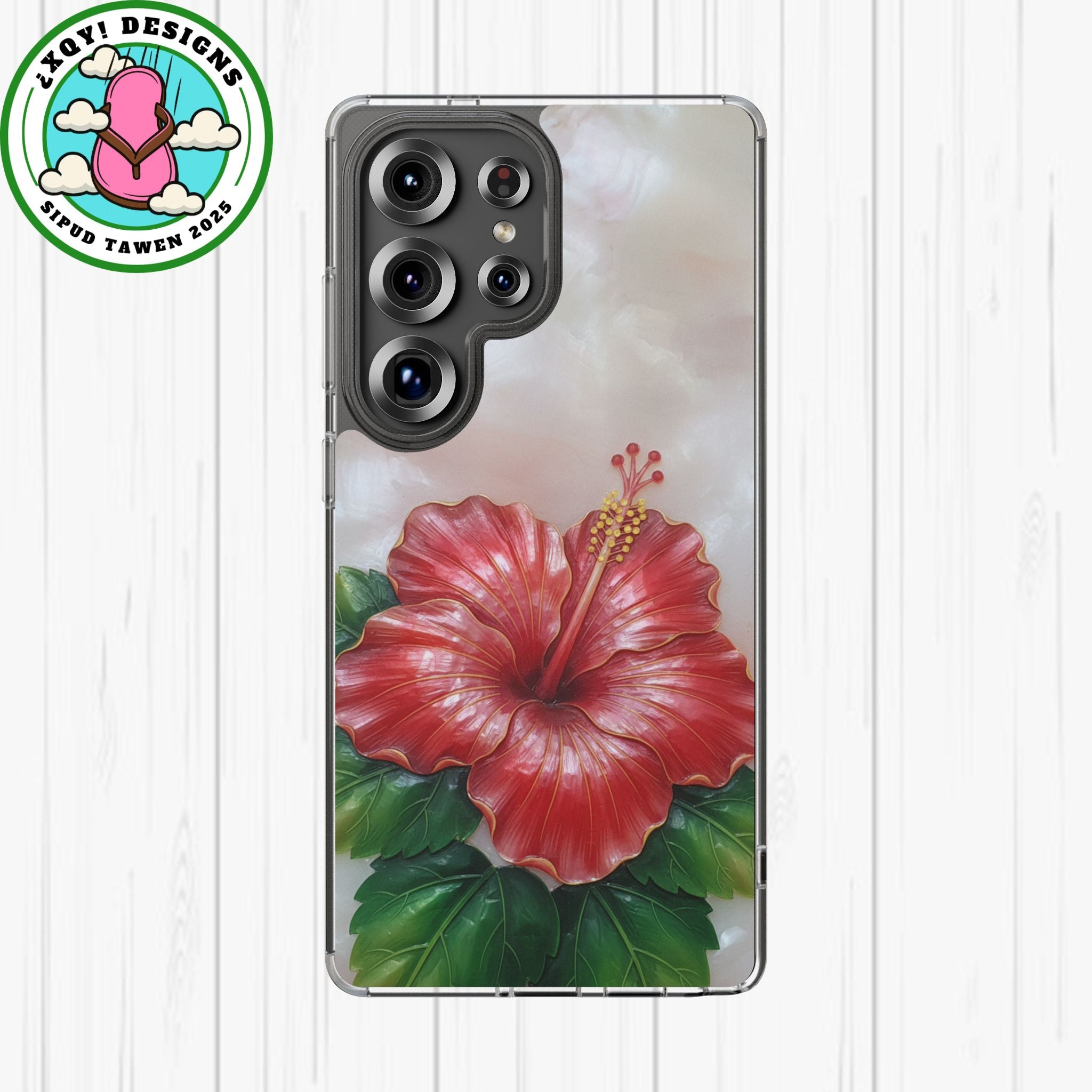Unique Red flower art Phone Case Floral relief carving Red hibiscus sculpture Decorative tropical flower decor vibrant artistic