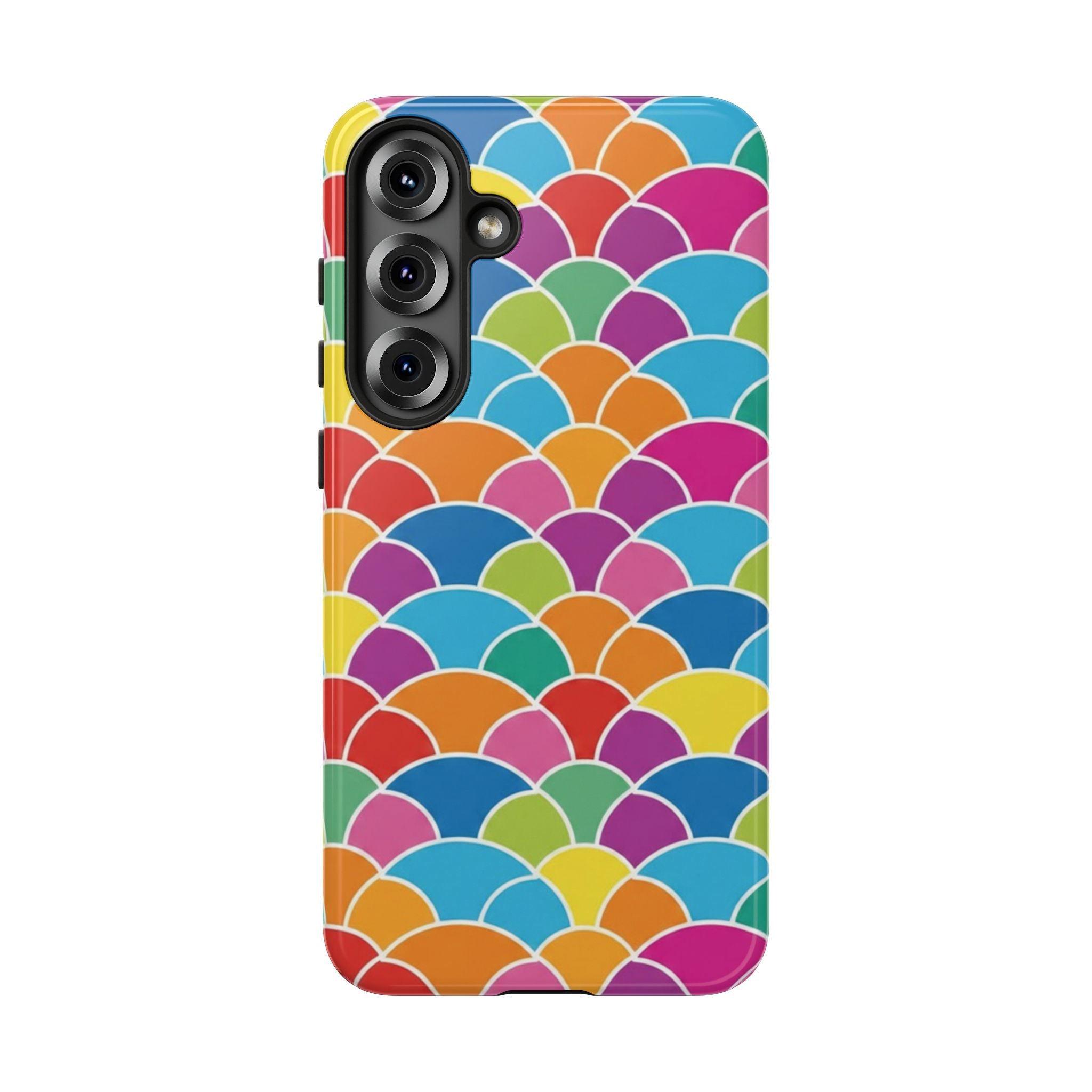 Colorful Scallop Pattern Phone Case Vibrant Protective Mermaid Scales Cover Eye-Catching Abstract Design for Samsung iPhone Pixel Models