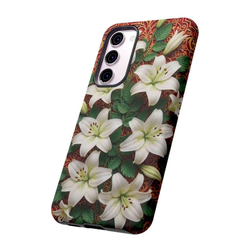Luxury Lily Phone Case Elegant Floral Ornate Botanical Style Pristine White Bloom Motif Unique Accessory for iPhone Samsung Pixel Devices