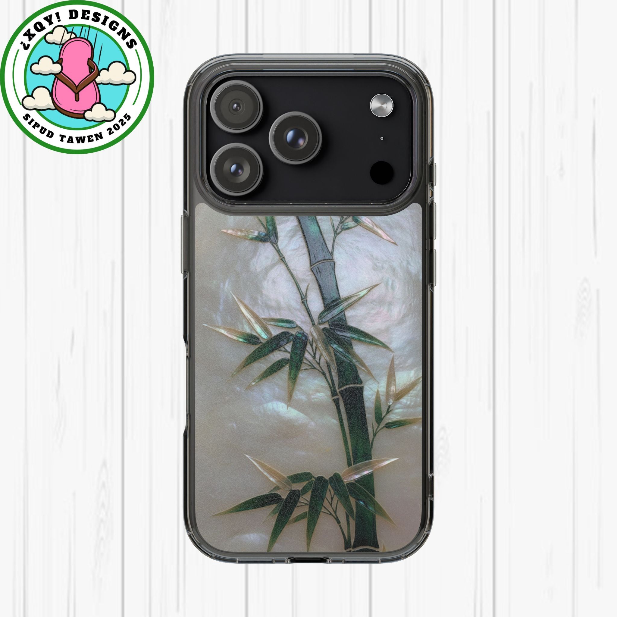 Mother of Pearl Inlay Bamboo Phone Case Nacre Art Green Bamboo Decor Handmade Pearl Shell Unique Iridescent Cover Natural Gift Idea