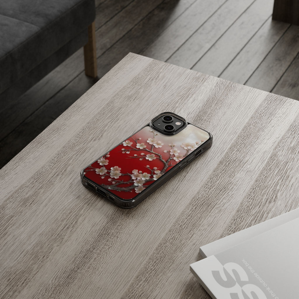 Mother of Pearl Floral Phone Case Elegant Sakura Design Asian Inspired Shell Inlay Artwork Japanese Blossom Decor Mobile Cover