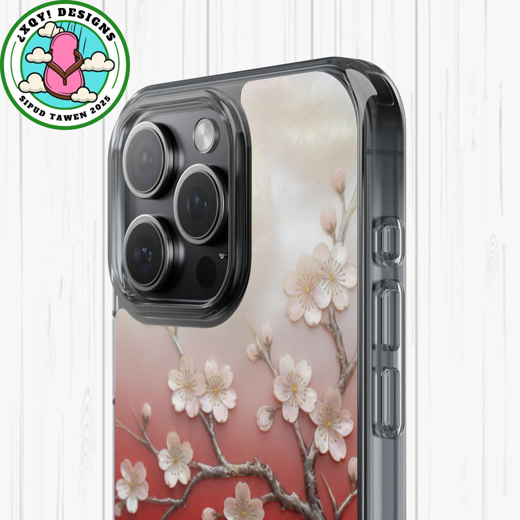 Mother of Pearl Floral Phone Case Elegant Sakura Design Asian Inspired Shell Inlay Artwork Japanese Blossom Decor Mobile Cover