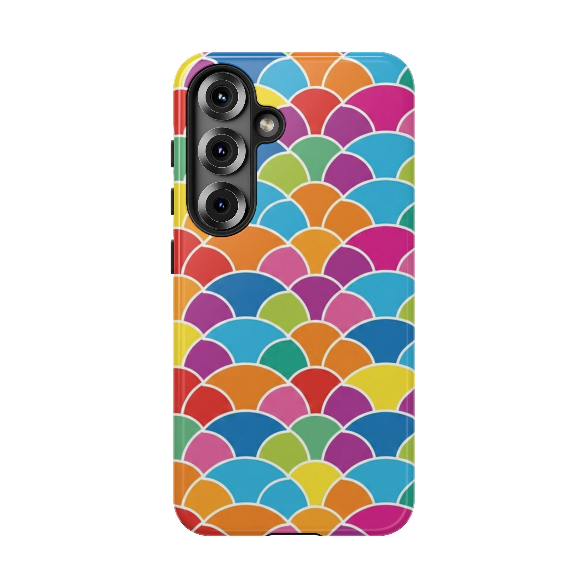 Colorful Scallop Pattern Phone Case Vibrant Protective Mermaid Scales Cover Eye-Catching Abstract Design for Samsung iPhone Pixel Models