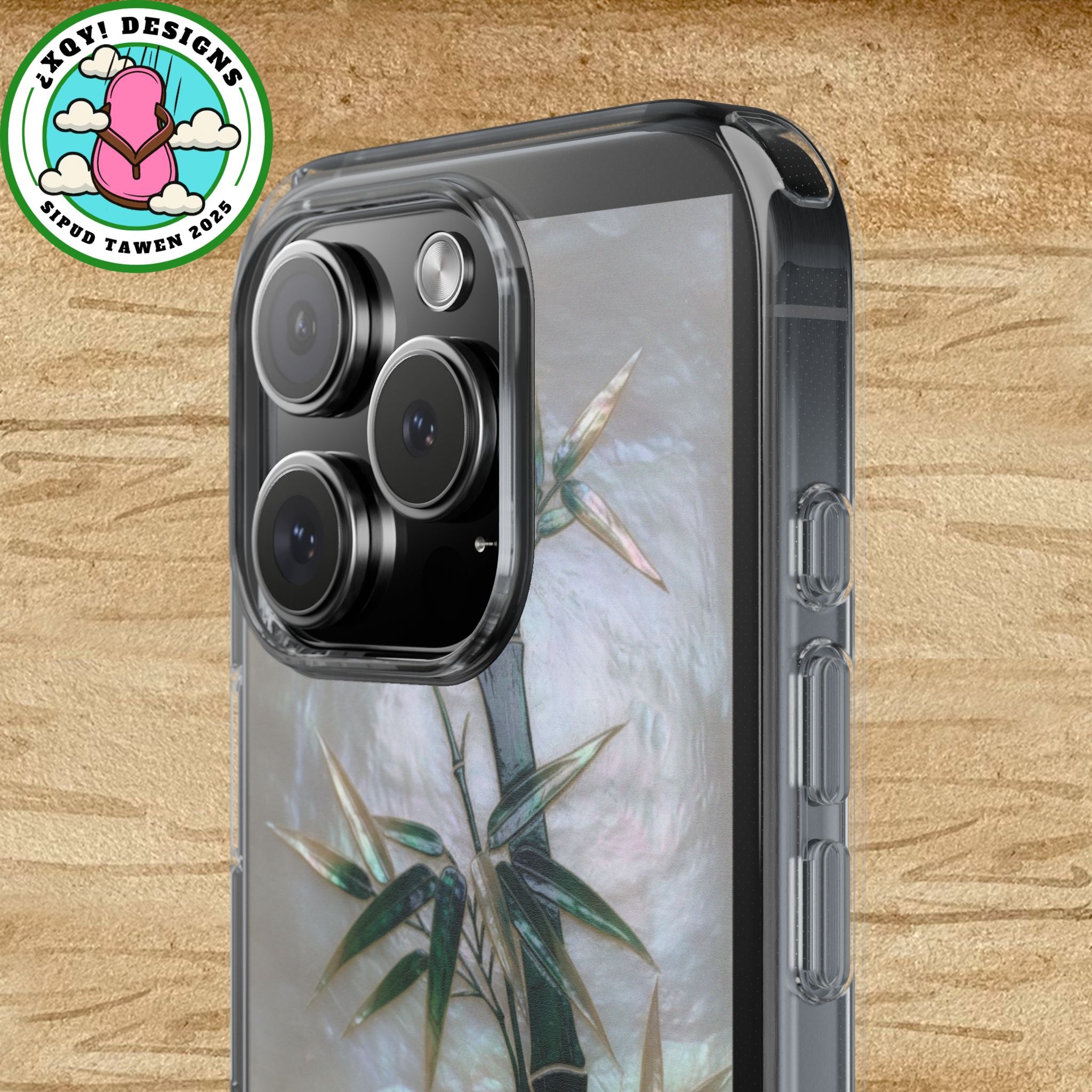 Phone Case, Mother of Pearl Bamboo Floral Design Impact-Resistant Cover, Protective Shell, Unique Gift, Accessories