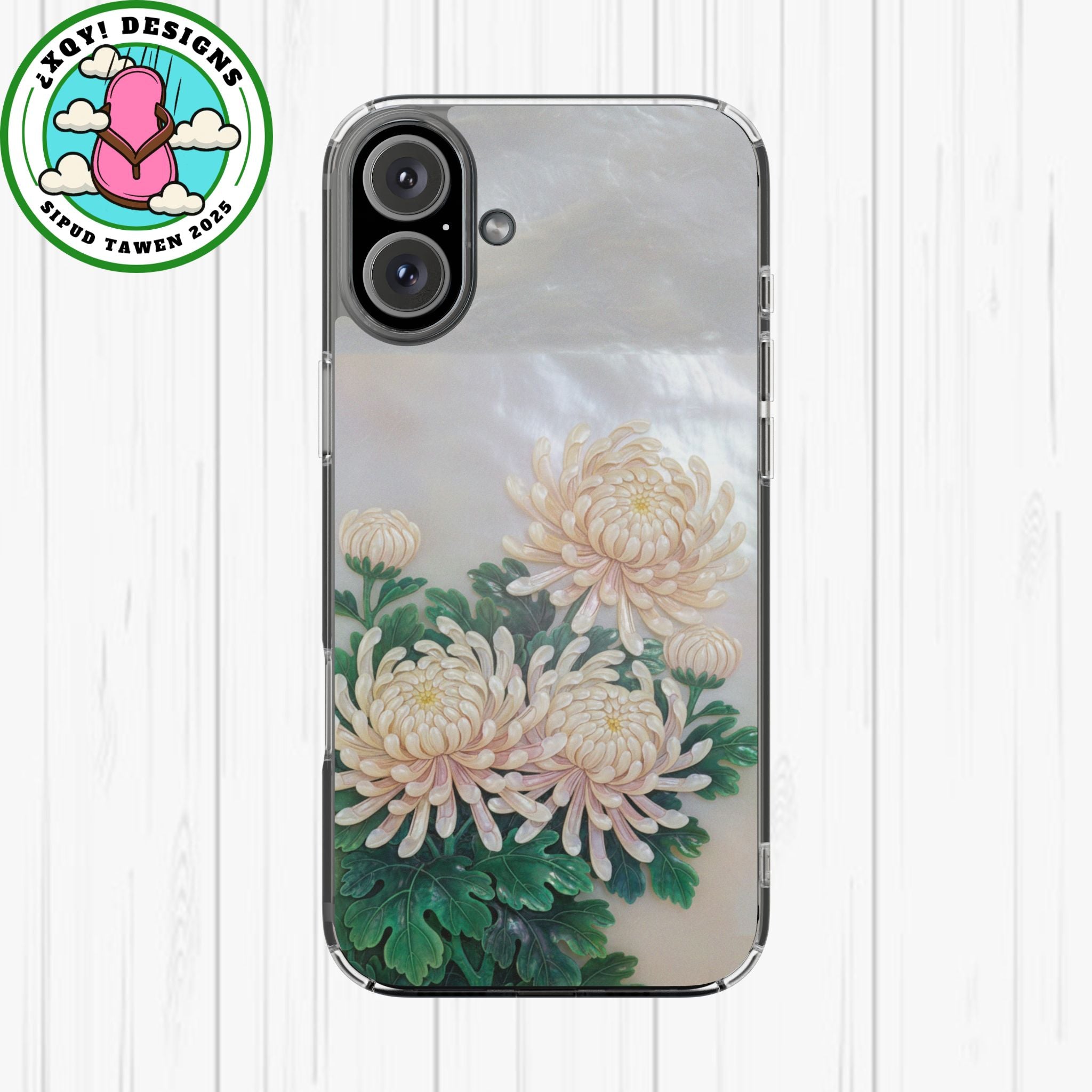 Mother of pearl inlay Phone Case Nacre art panel Chinese mother of pearl flowers Chrysanthemum wall art design elegant luxury  gift